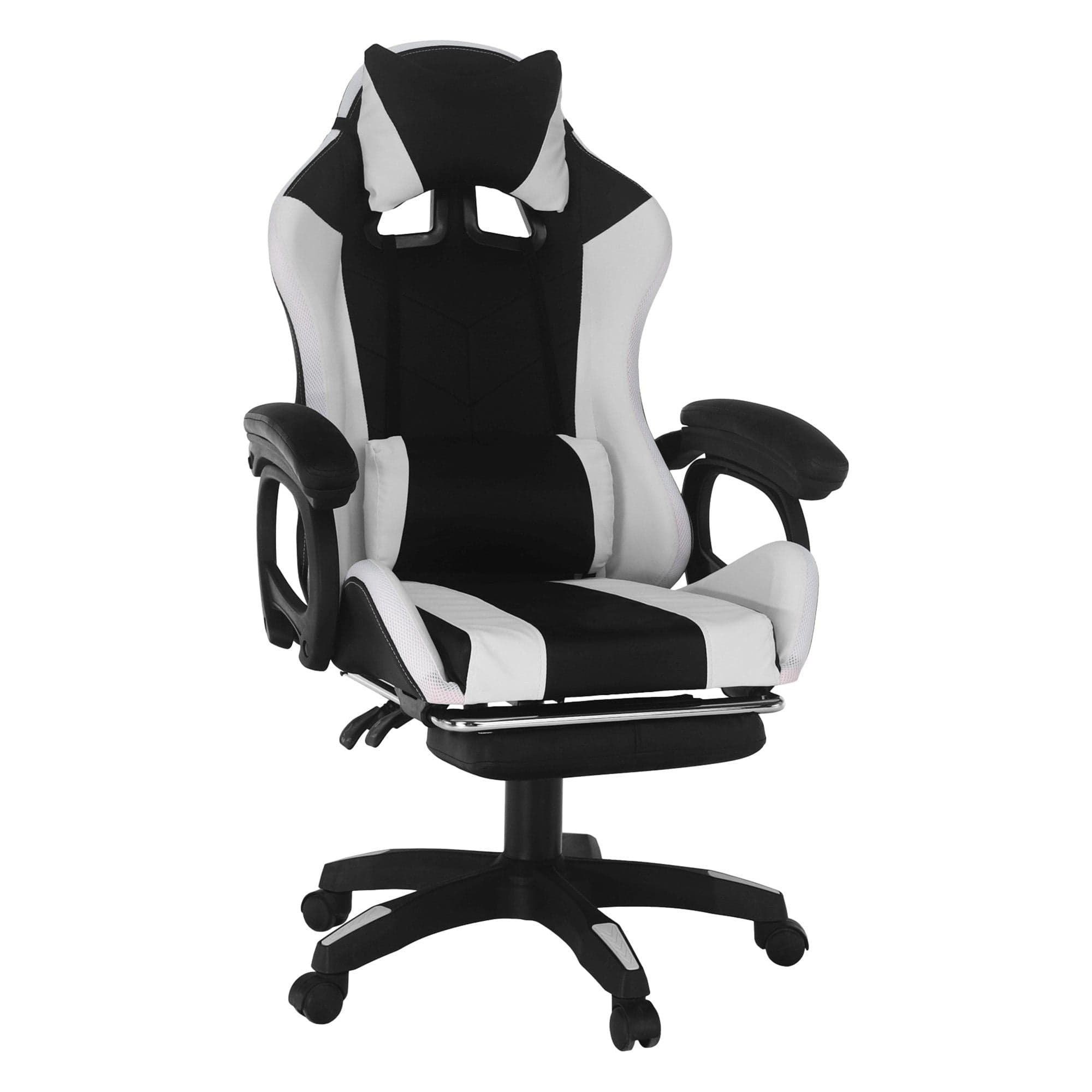 Scaun de birou JOVELA, negru/alb, piele ecologica, 65x65x114/124 cm