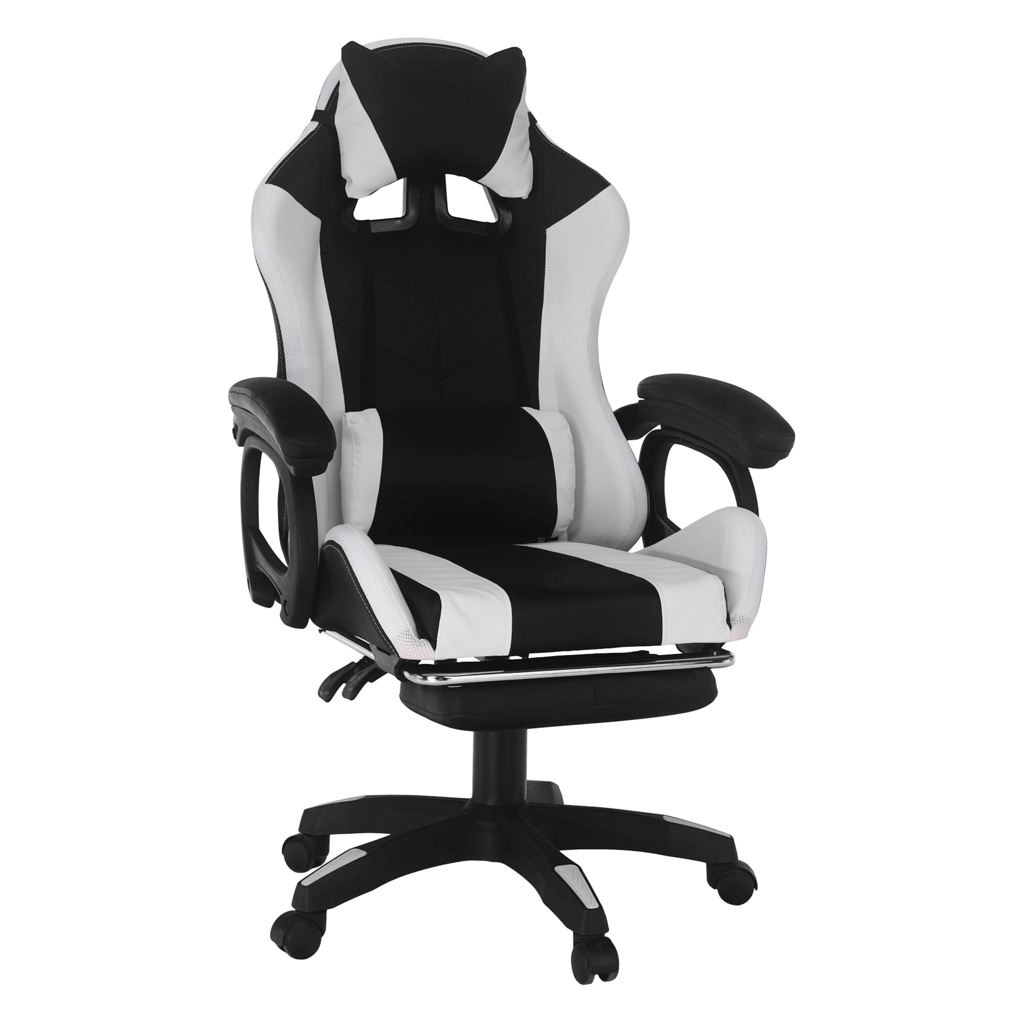Scaun de birou JOVELA, negru/alb, piele ecologica, 65x65x114/124 cm