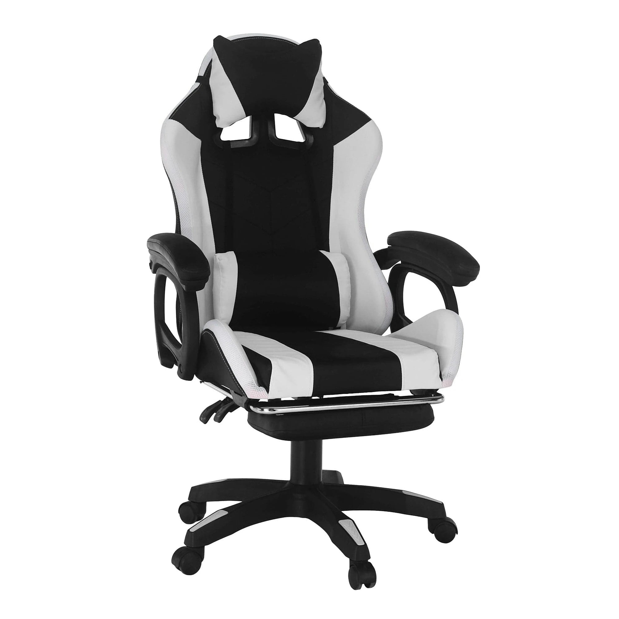 Scaun de birou JOVELA, negru/alb, piele ecologica, 65x65x114/124 cm