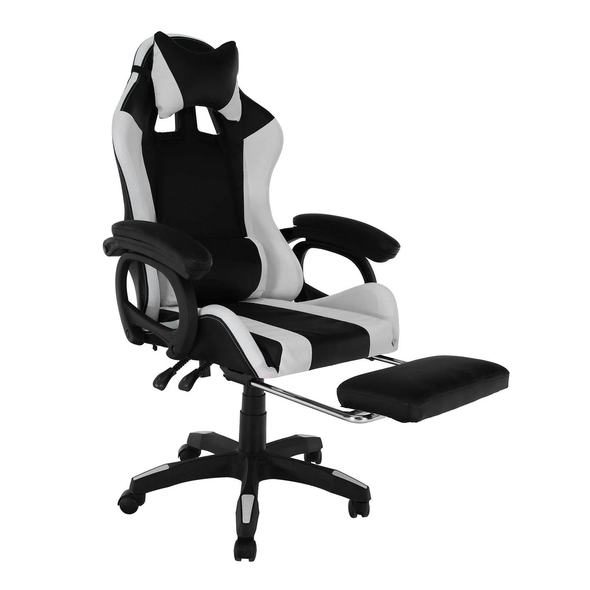 Scaun de birou JOVELA, negru/alb, piele ecologica, 65x65x114/124 cm