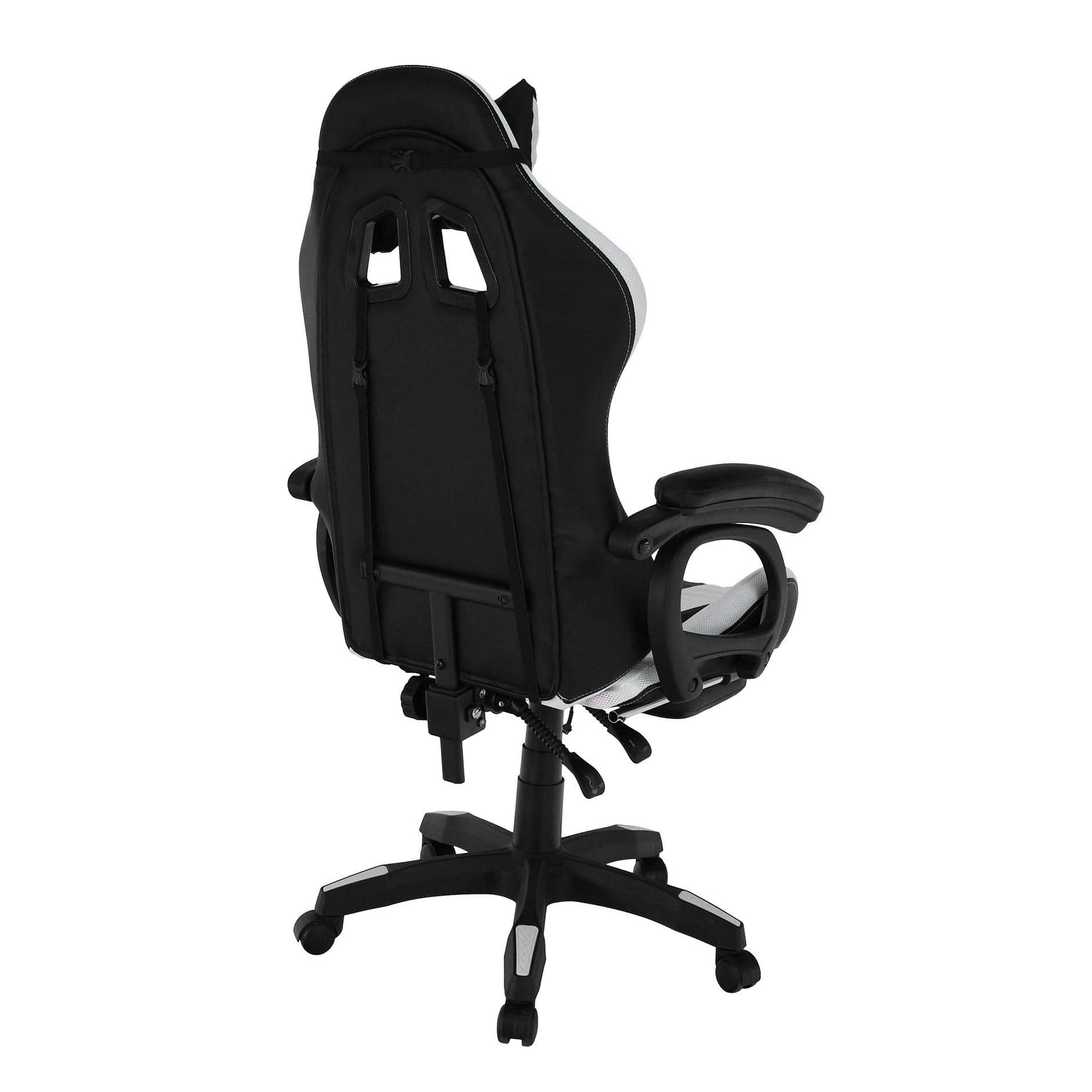 Scaun de birou JOVELA, negru/alb, piele ecologica, 65x65x114/124 cm