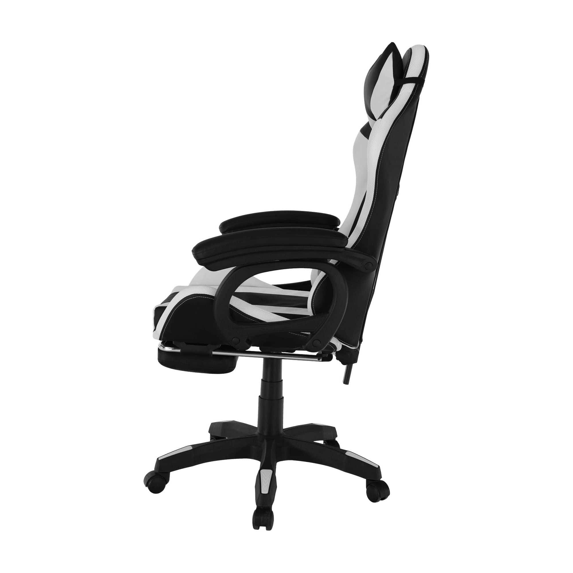 Scaun de birou JOVELA, negru/alb, piele ecologica, 65x65x114/124 cm