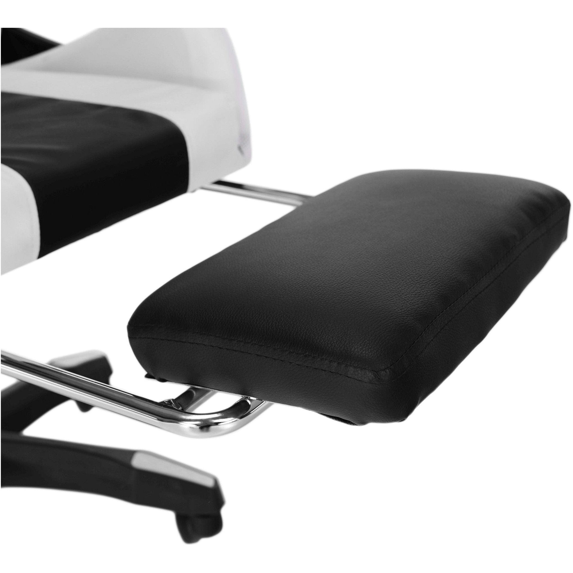 Scaun de birou JOVELA, negru/alb, piele ecologica, 65x65x114/124 cm