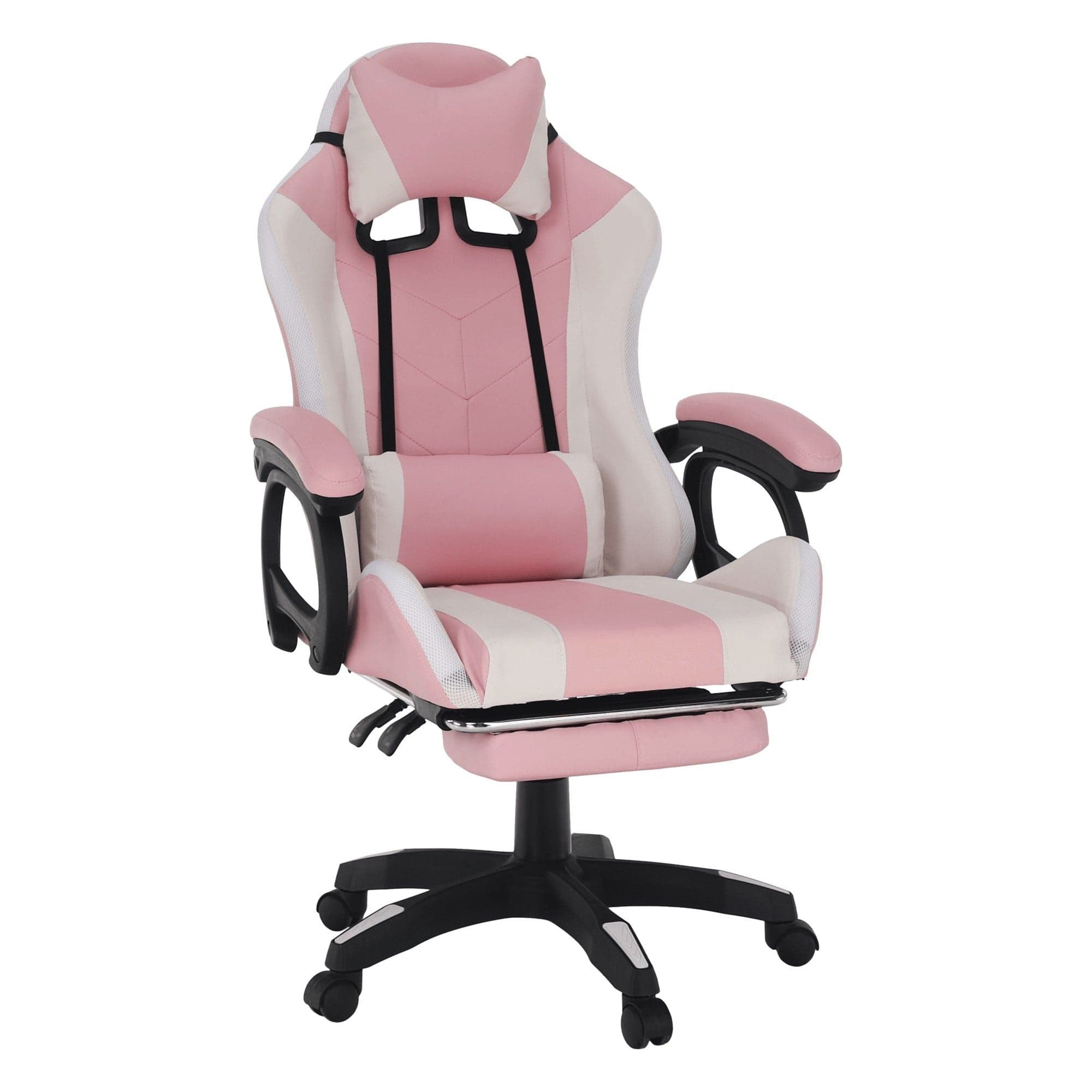 Scaun de birou JOVELA, roz/alb, piele ecologica, 65x65x114/124 cm
