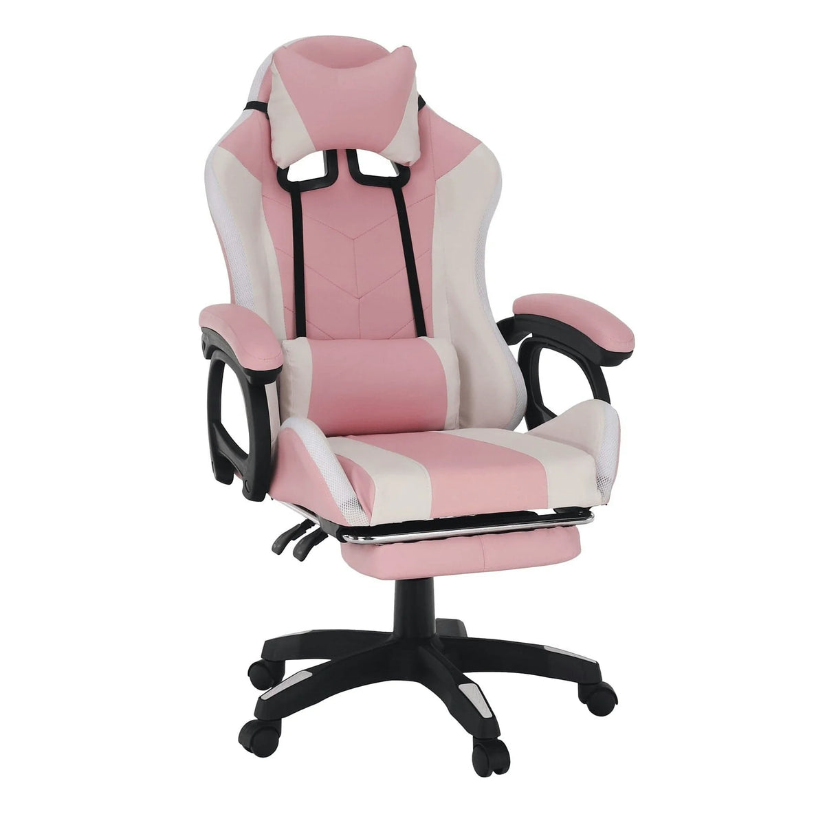 Scaun de birou JOVELA, roz/alb, piele ecologica, 65x65x114/124 cm