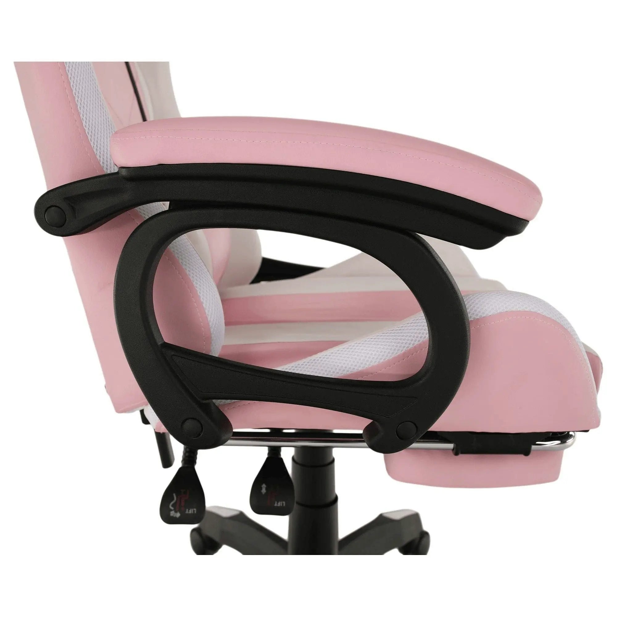 Scaun de birou JOVELA, roz/alb, piele ecologica, 65x65x114/124 cm