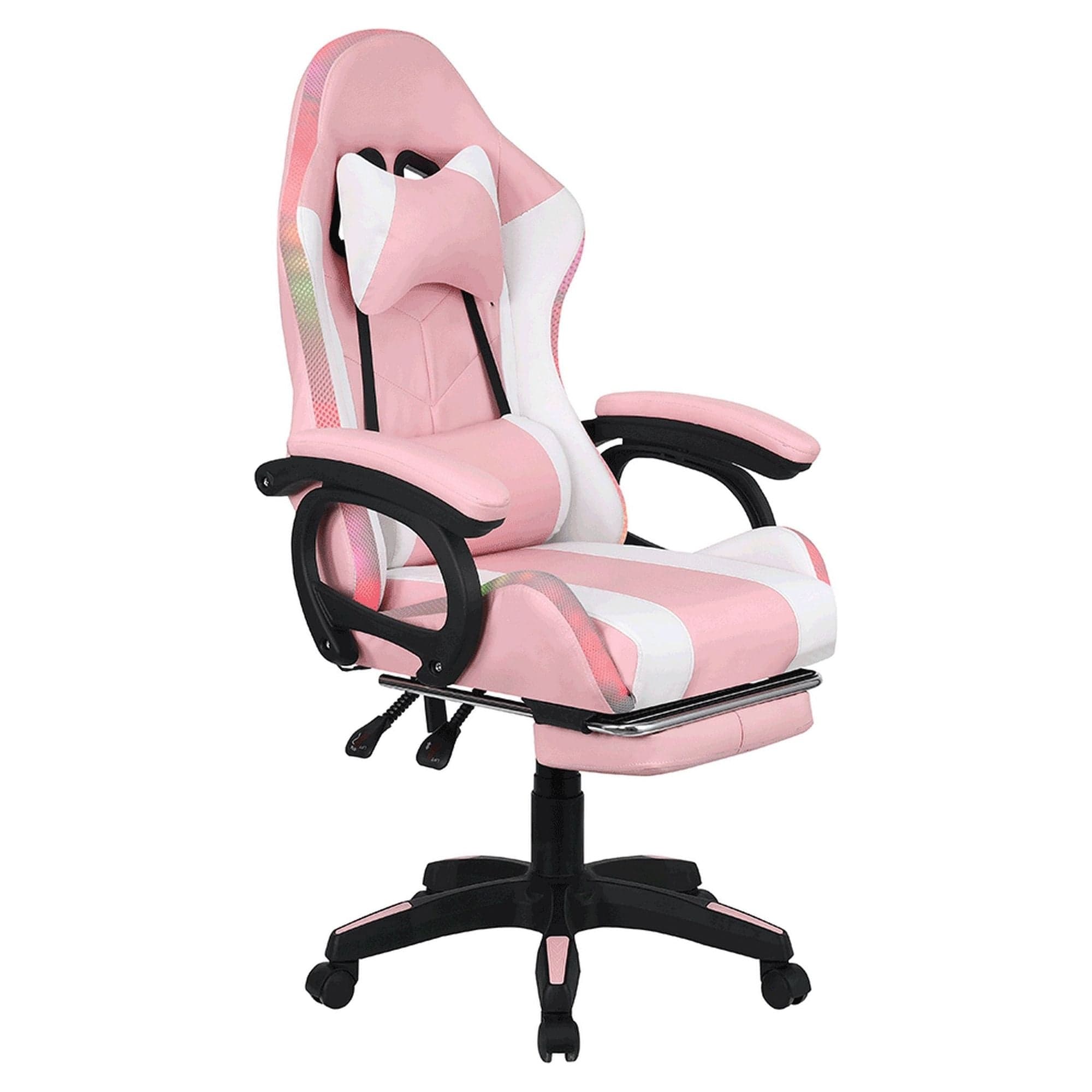 Scaun de birou JOVELA, roz/alb, piele ecologica, 65x65x114/124 cm