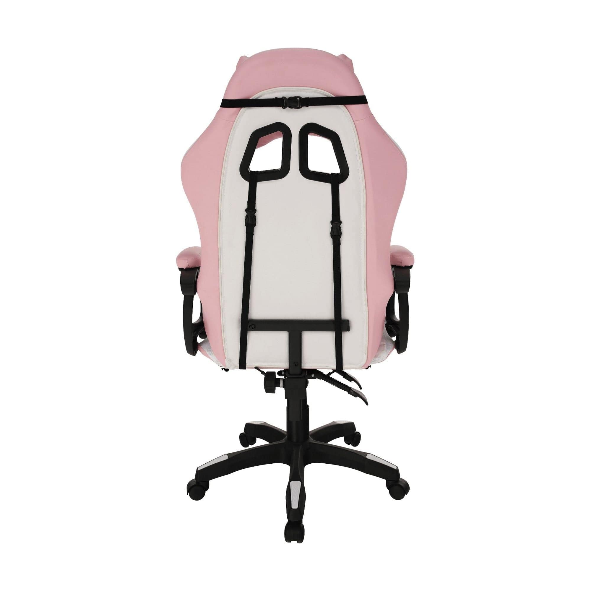 Scaun de birou JOVELA, roz/alb, piele ecologica, 65x65x114/124 cm