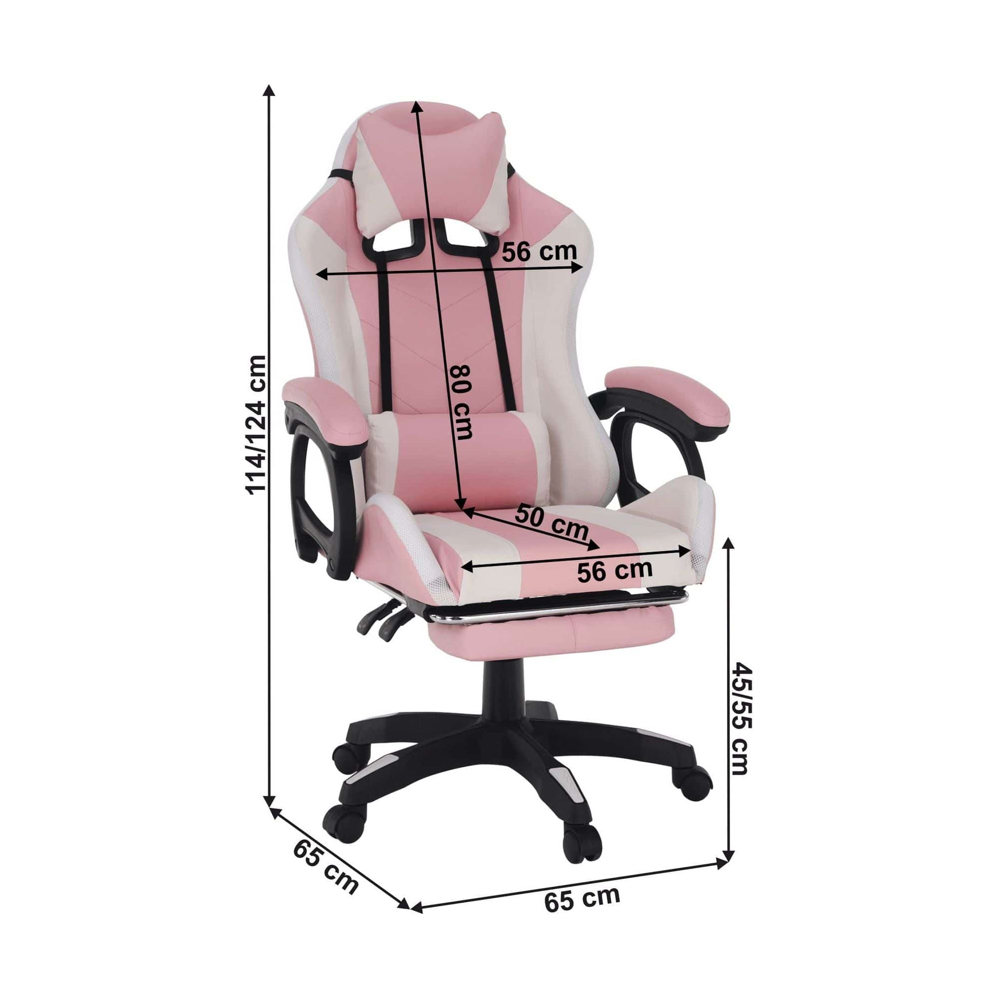 Scaun de birou JOVELA, roz/alb, piele ecologica, 65x65x114/124 cm
