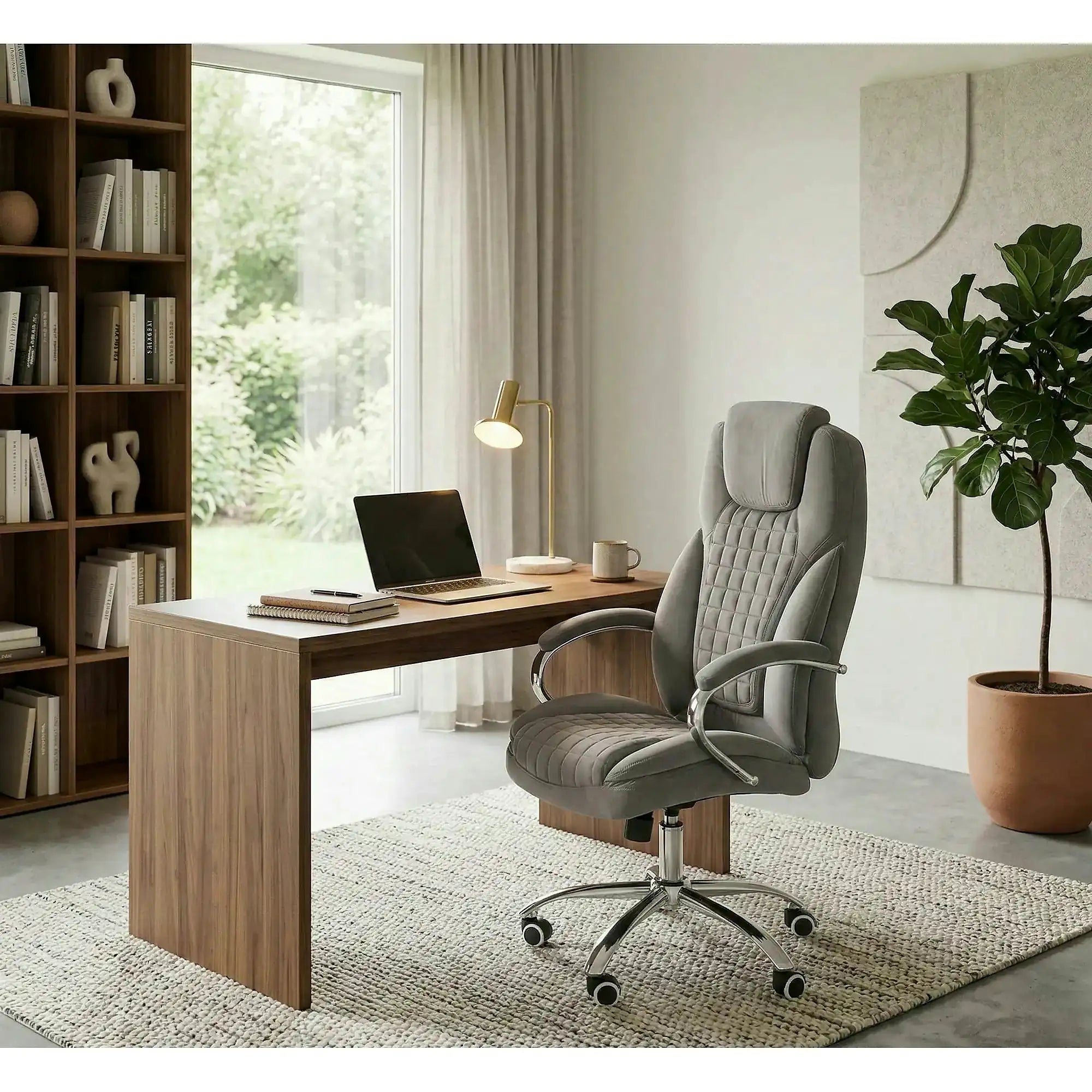 Scaun de birou KING 2, gri, stofa catifelata, mecanism TILT, 67x76x116/124 cm