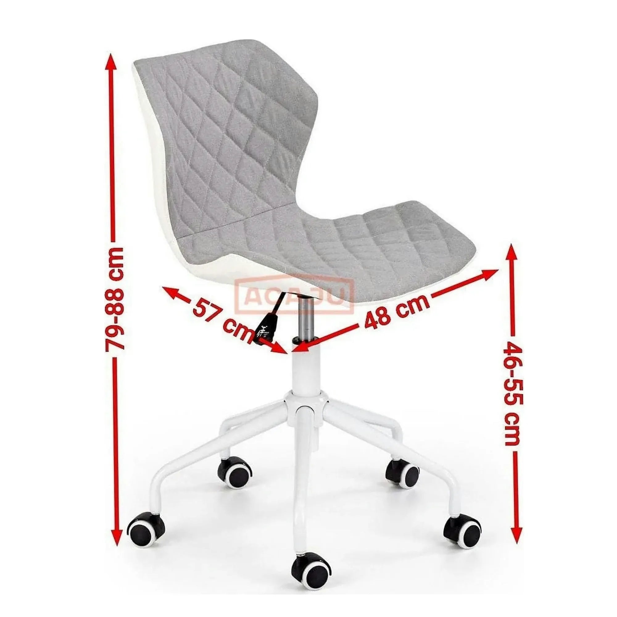 Scaun de birou MATRIX 3, alb/gri, piele ecologica/stofa, 48x57x79/88 cm