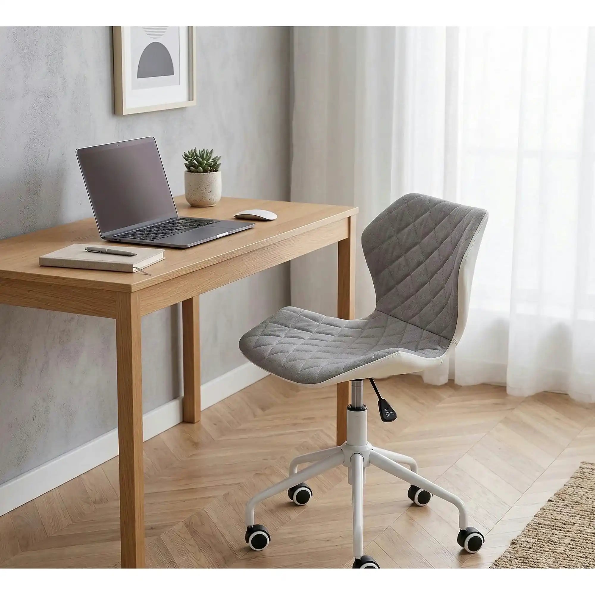 Scaun de birou MATRIX 3, alb/gri, piele ecologica/stofa, 48x57x79/88 cm