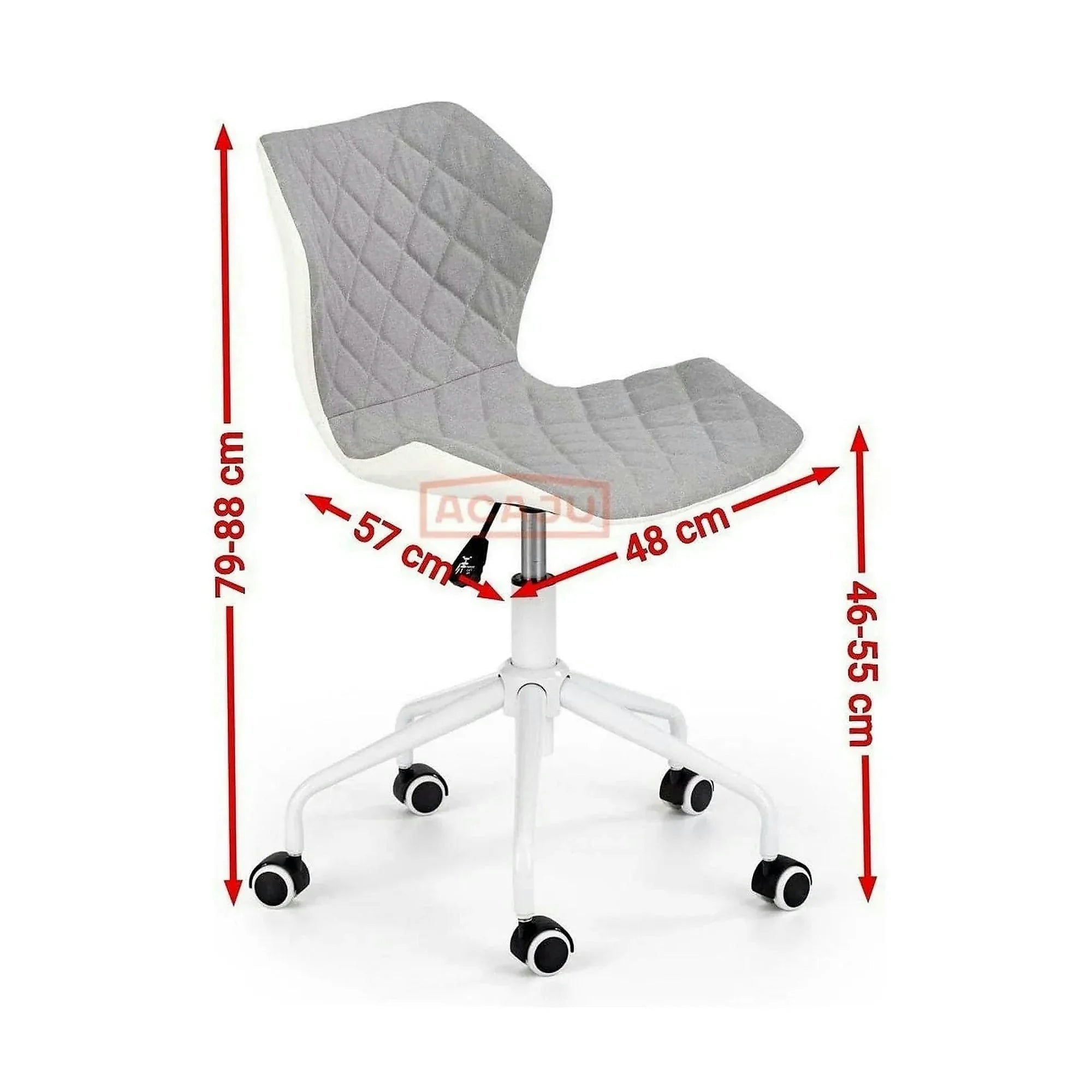 Scaun de birou MATRIX 3, alb/roz, piele ecologica/stofa, 48x57x79/88 cm