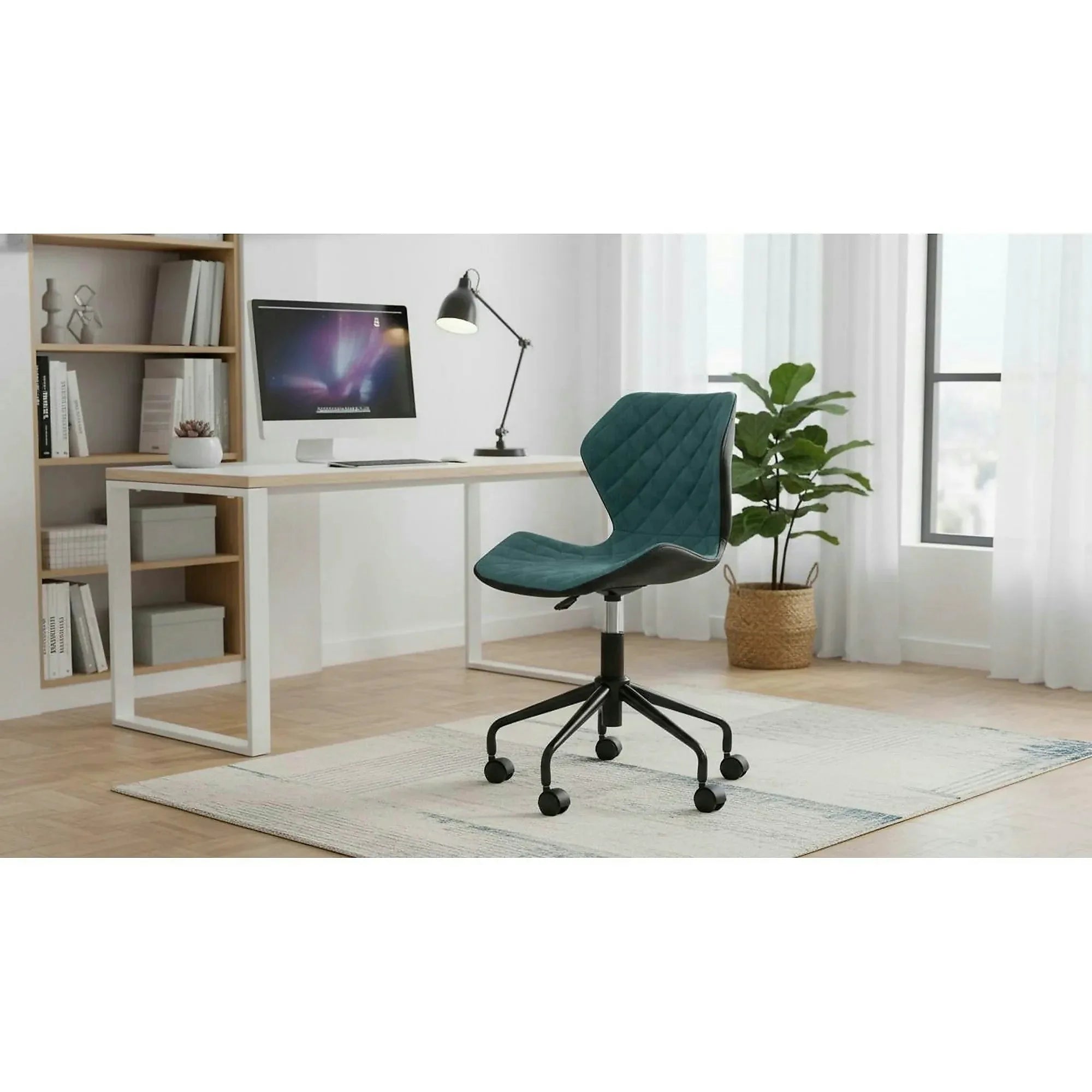 Scaun de birou MATRIX, turcoaz/negru, piele ecologica, 48x53x78/88 cm