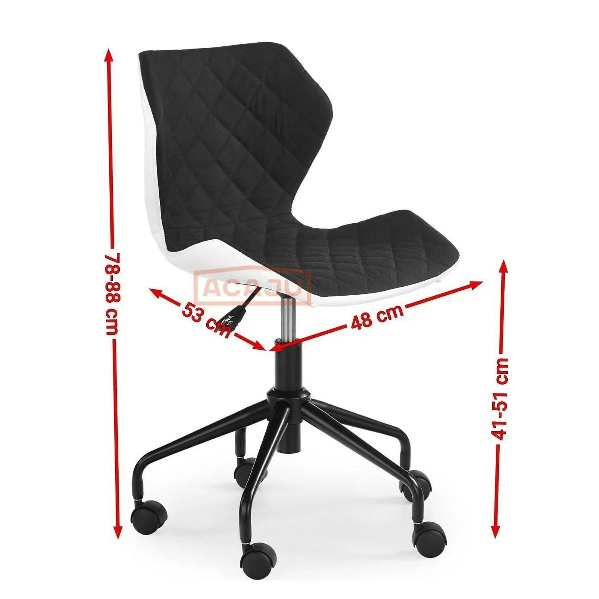 Scaun de birou MATRIX, turcoaz/negru, piele ecologica, 48x53x78/88 cm