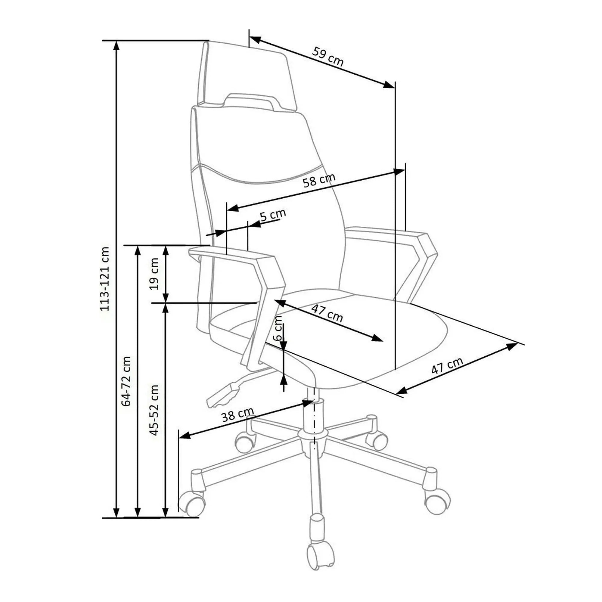 Scaun de birou OLAF, gri/negru, stofa/metal, 58x59x113/121 cm