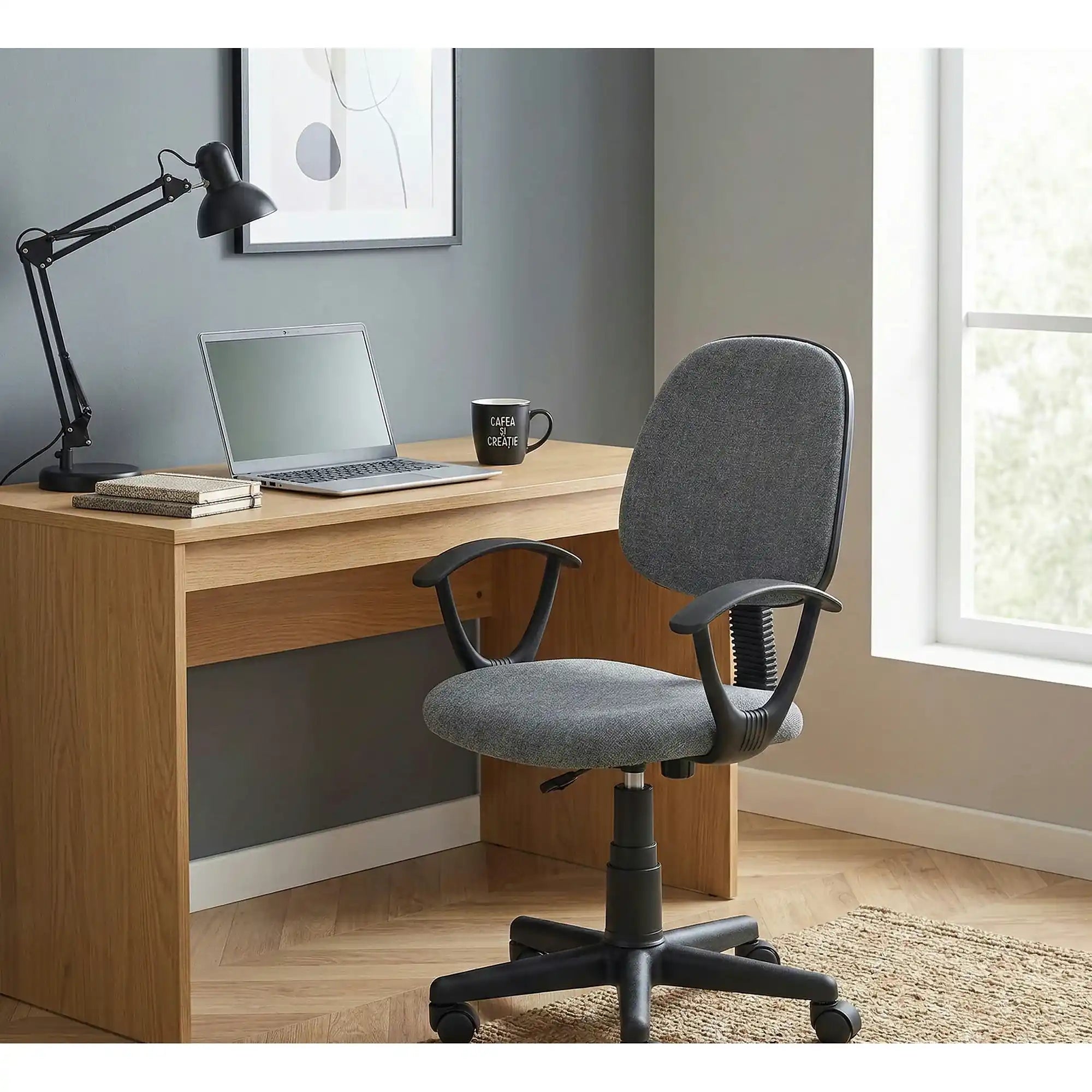 Scaun de birou pentru copii DARIAN BIS, gri, stofa/metal/plastic, 61x53x84/96 cm