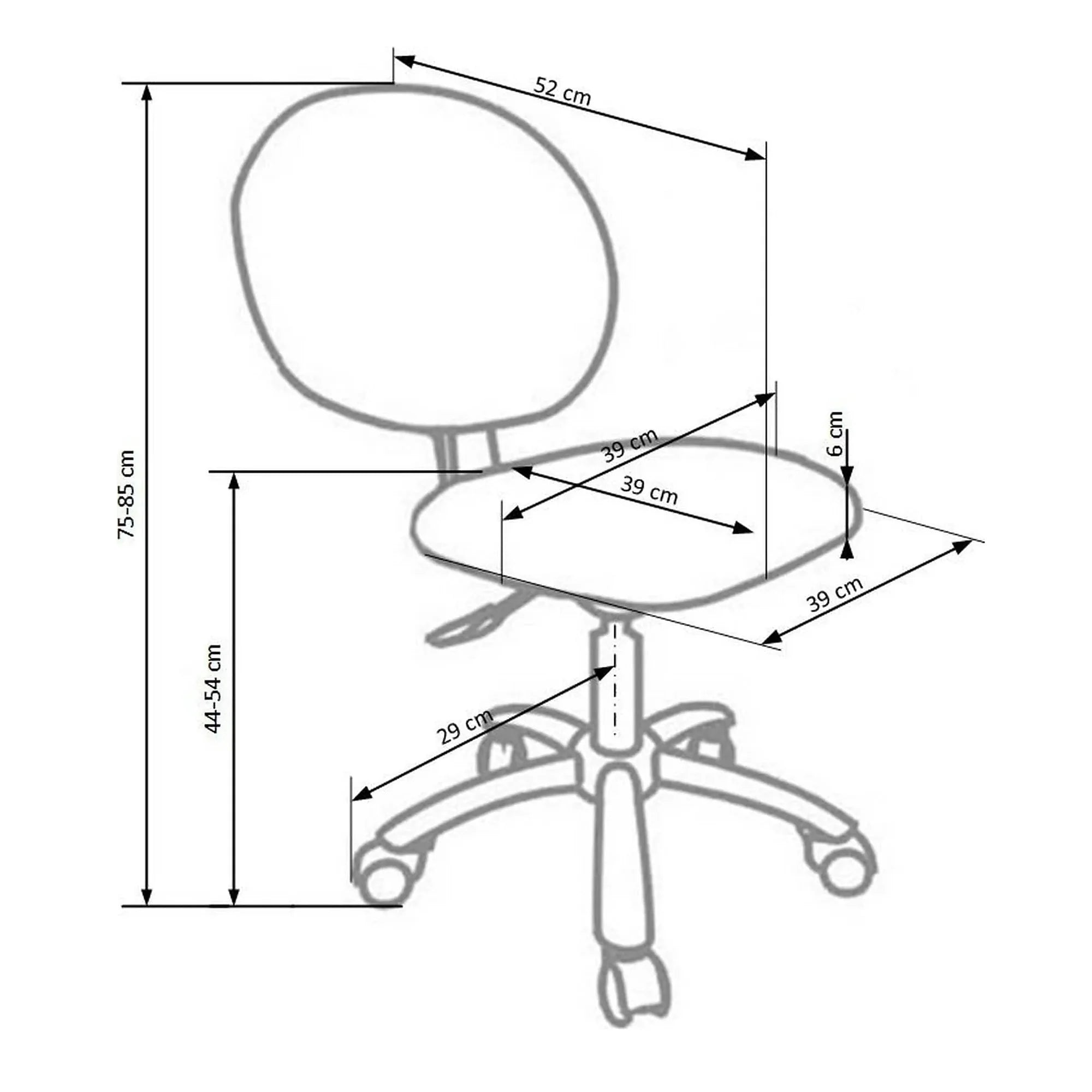 Scaun de birou pentru copii GOL, verde/alb/negru, piele ecologica, 39x52x75/85 cm