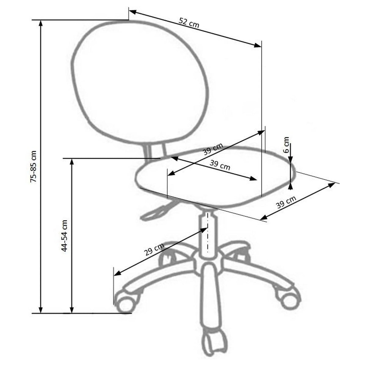 Scaun de birou pentru copii GOL, verde/alb/negru, piele ecologica, 39x52x75/85 cm