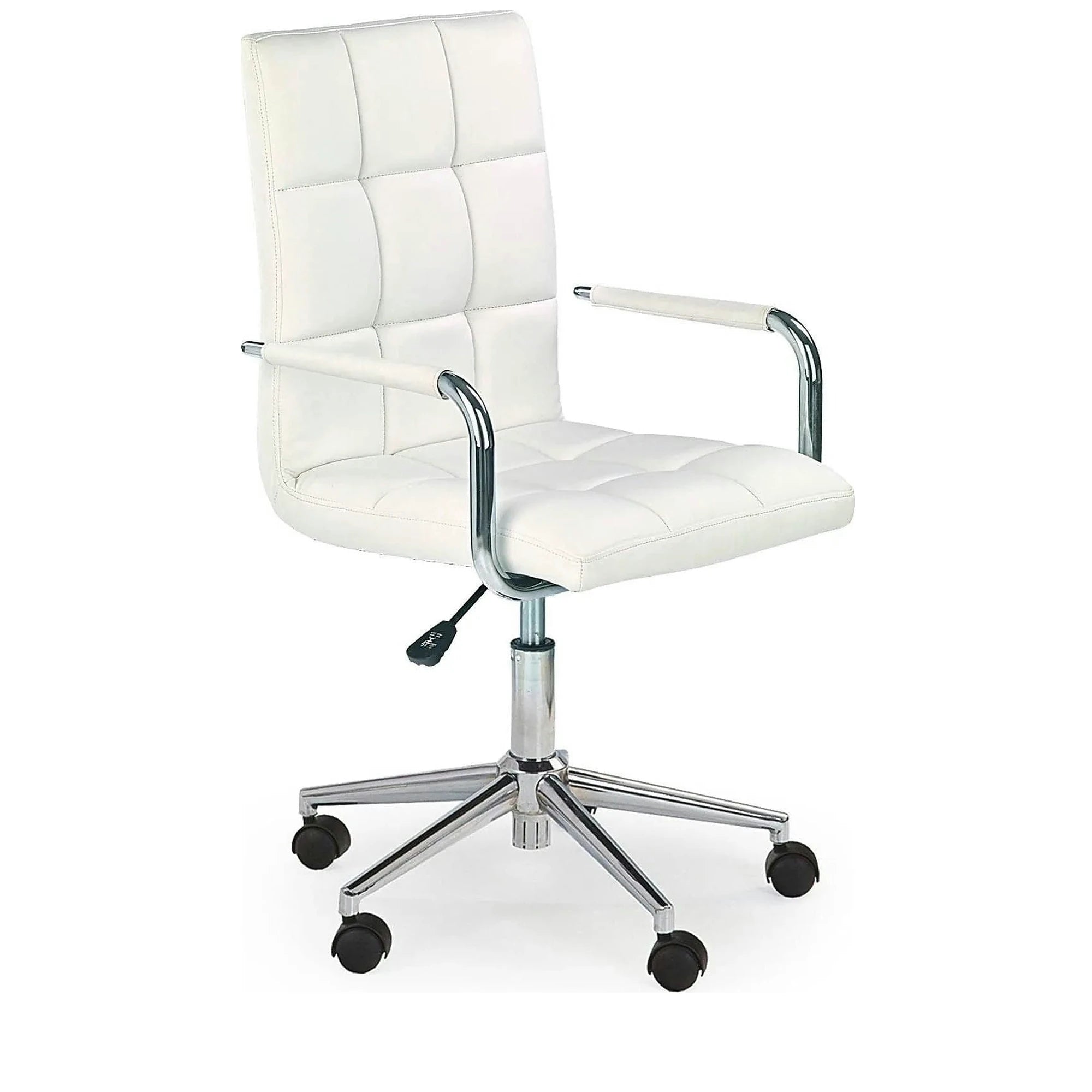 Scaun de birou pentru copii GONZO 2, alb, piele ecologica, 53x60x98/110 cm