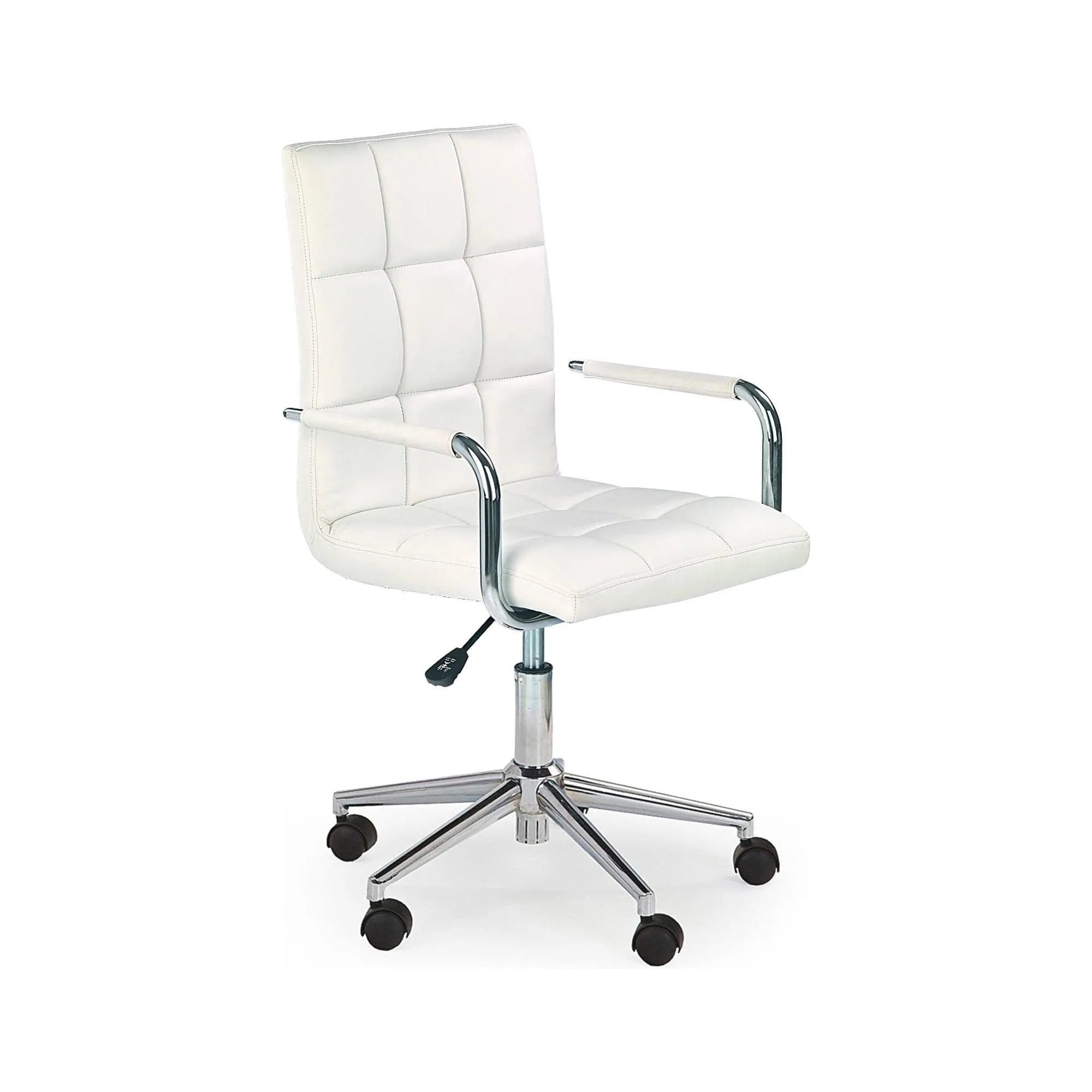 Scaun de birou pentru copii GONZO 2, alb, piele ecologica, 53x60x98/110 cm