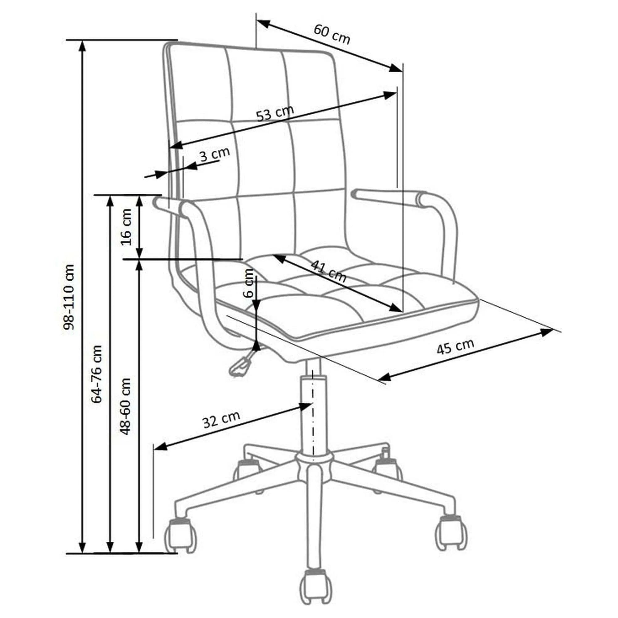 Scaun de birou pentru copii GONZO 2, alb, piele ecologica, 53x60x98/110 cm