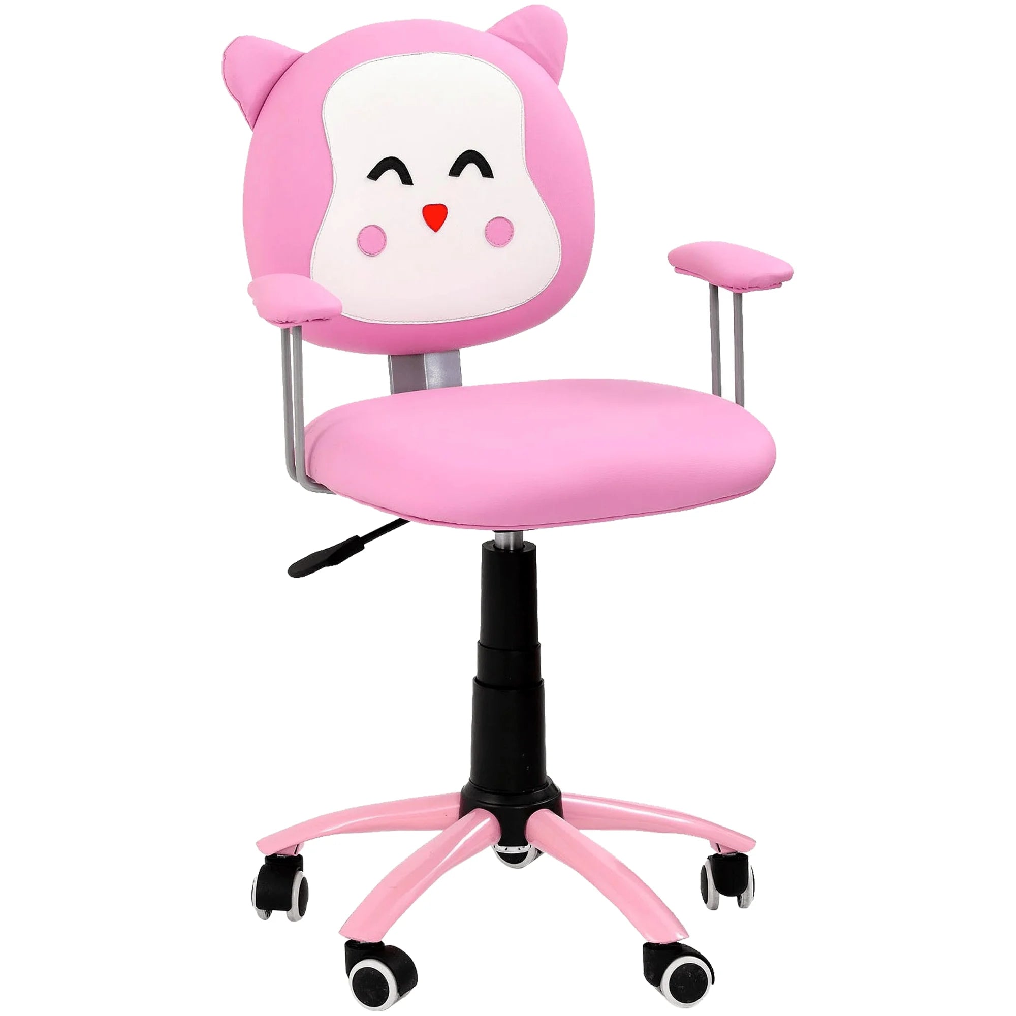 Scaun de birou pentru copii KITTY, roz, piele ecologica, 54x49x76/86 cm