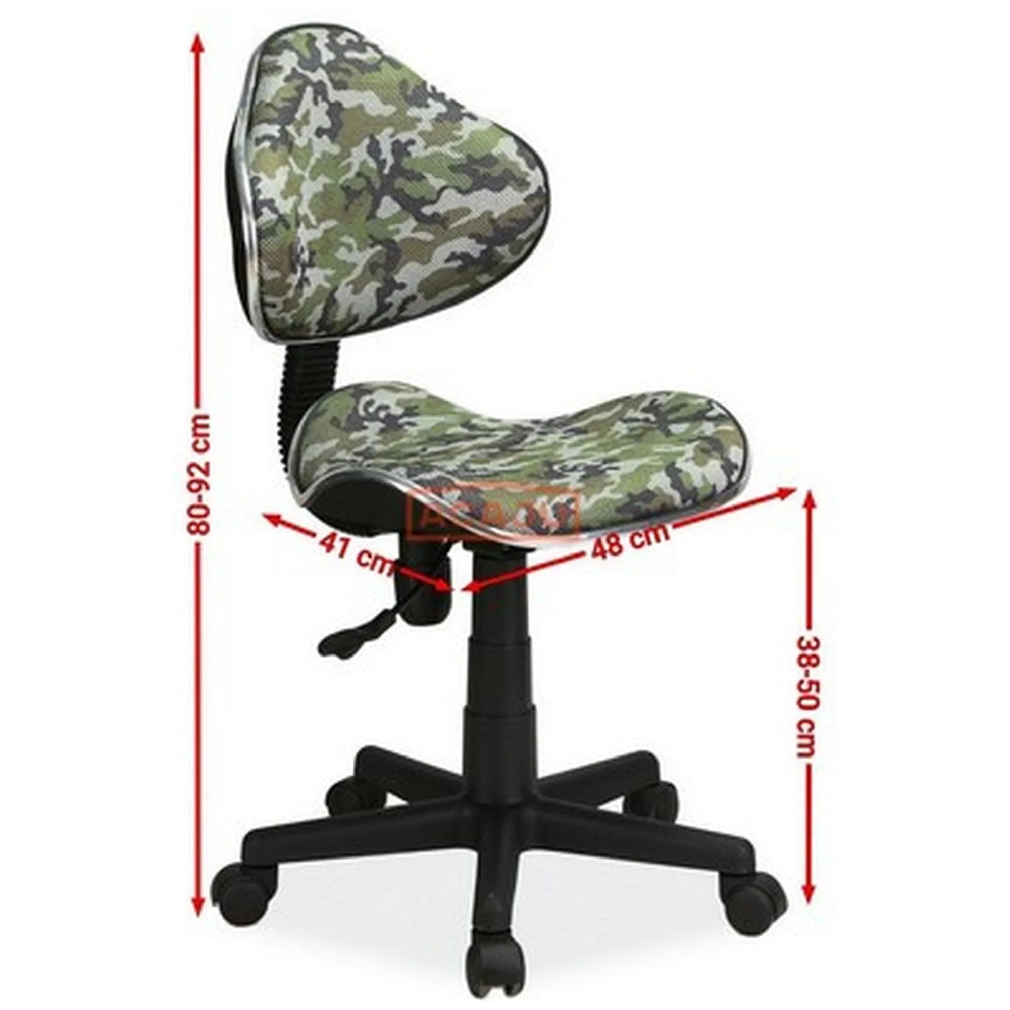 Scaun de birou pentru copii Q-G2 ARMY, multicolor, stofa/plastic, 48x41x80/90 cm