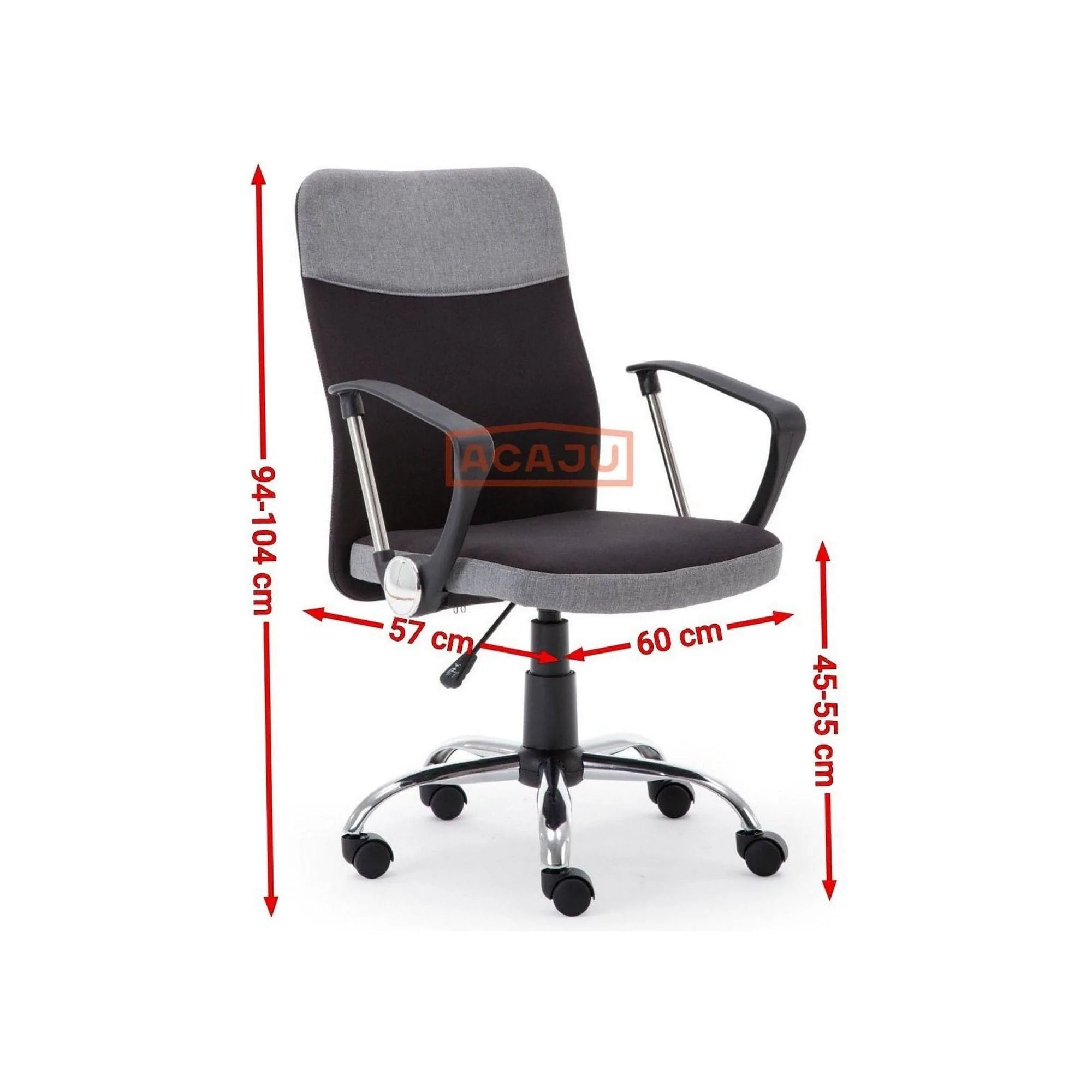 Scaun de birou pentru copii TOPIC, gri/negru, stofa, 60x57x94/104 cm