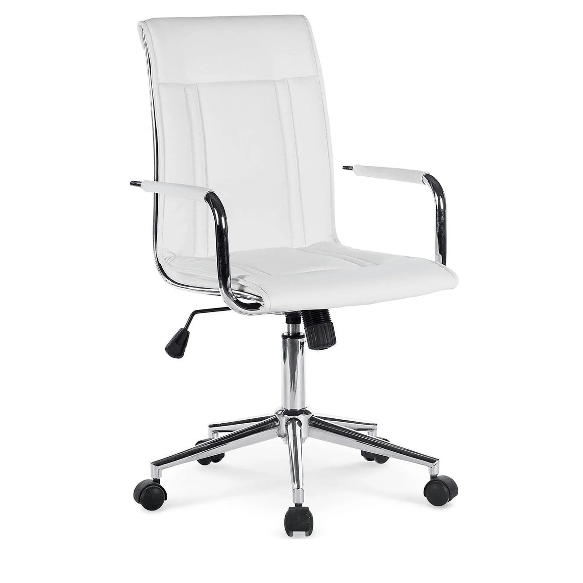 Scaun de birou PORTO 2, alb, piele ecologica, 53x57x97/107 cm