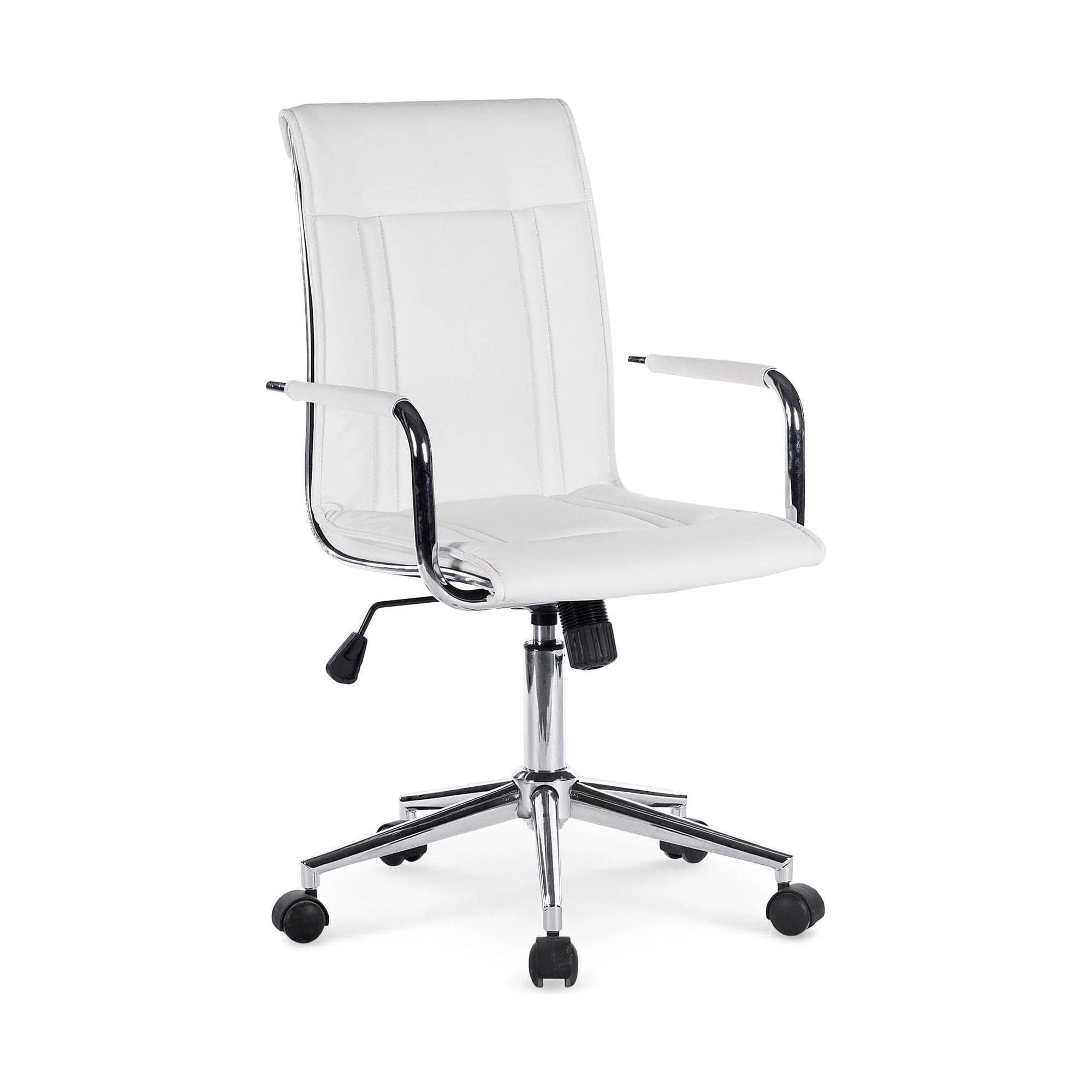 Scaun de birou PORTO 2, alb, piele ecologica, 53x57x97/107 cm