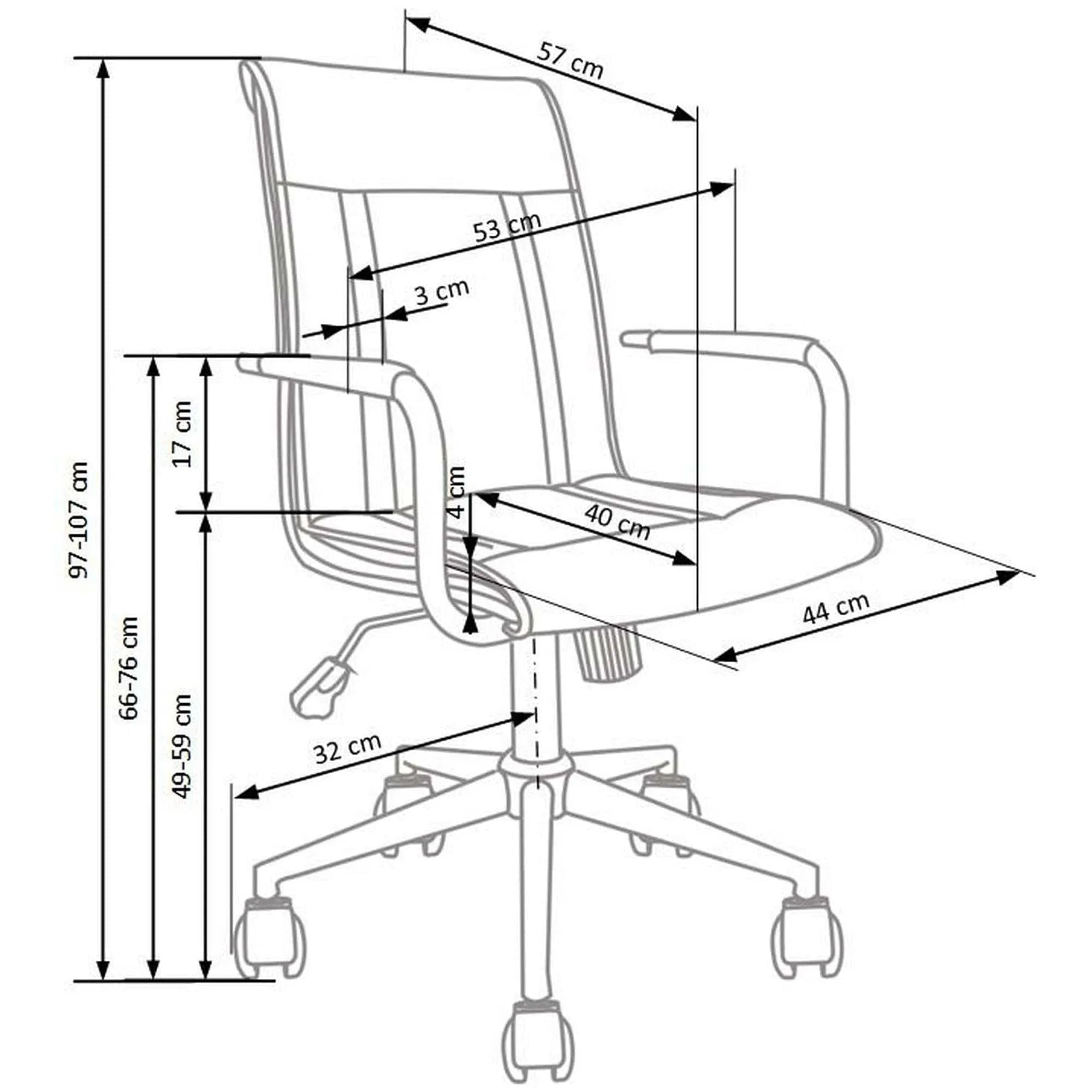 Scaun de birou PORTO 2, alb, piele ecologica, 53x57x97/107 cm