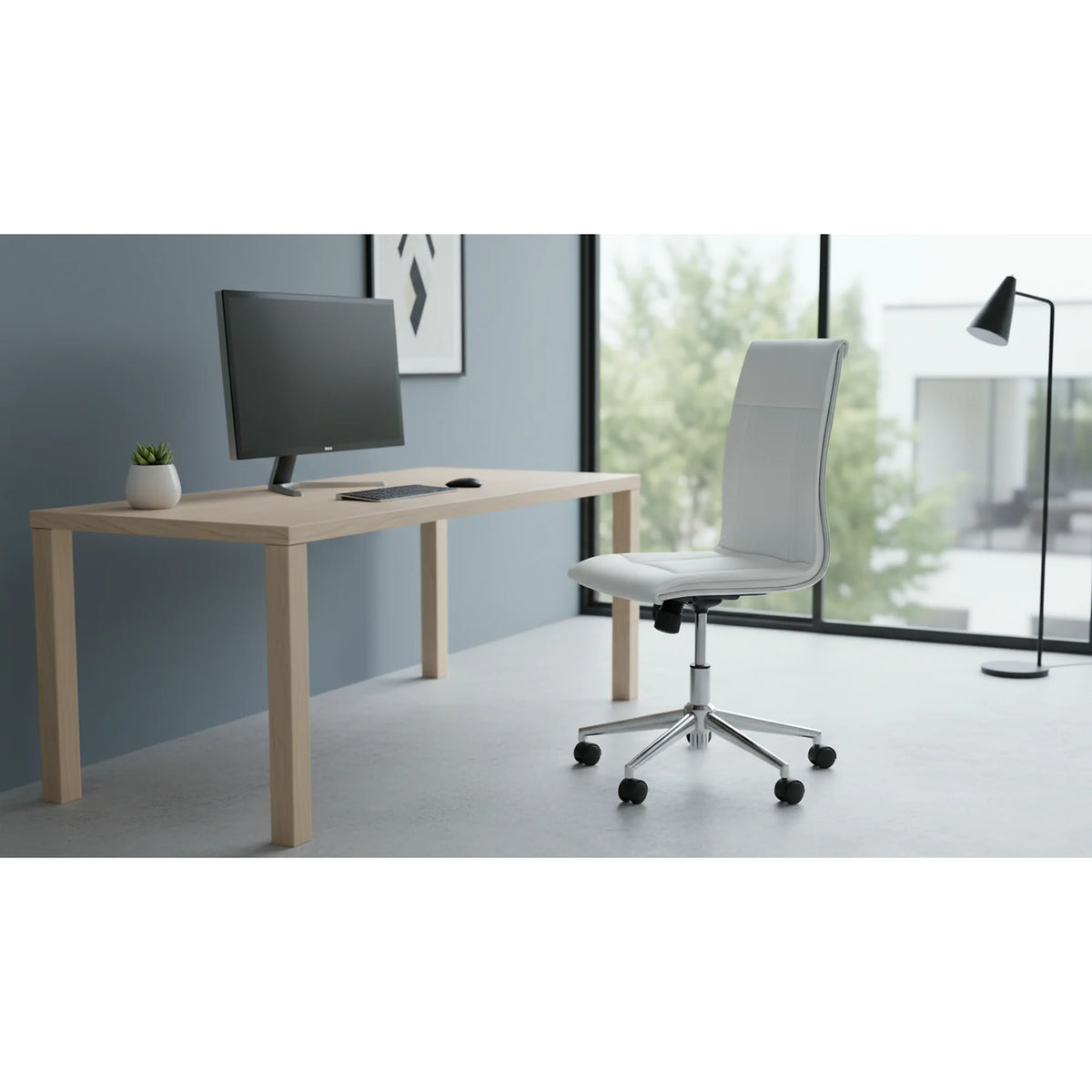 Scaun de birou PORTO, alb, piele ecologica, 44x57x97/107 cm