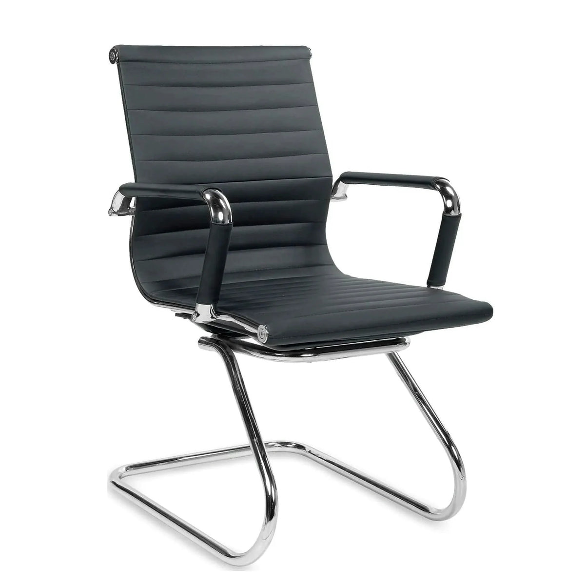 Scaun de birou PRESTIGE, negru, piele ecologica/otel, 61x55x88 cm