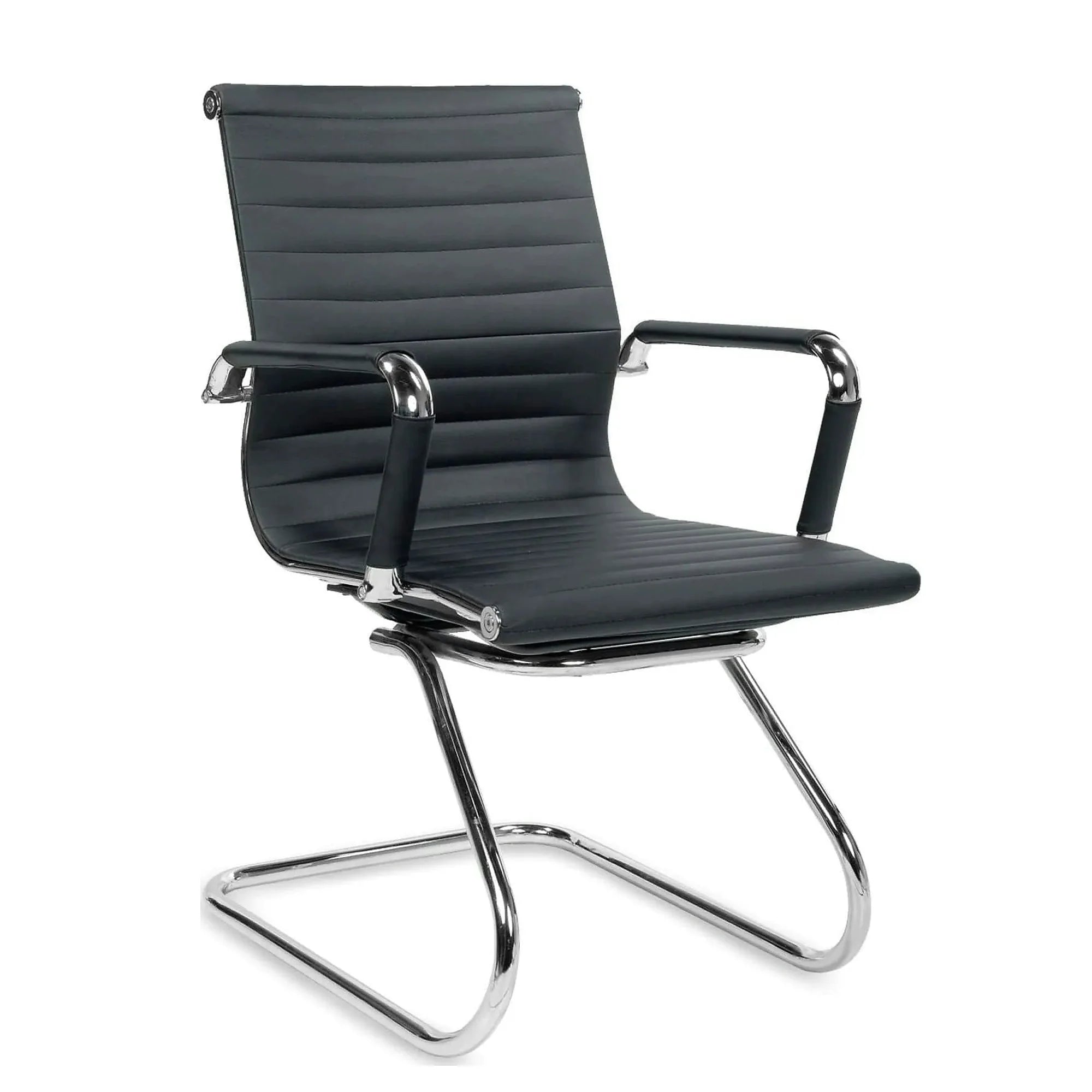 Scaun de birou PRESTIGE, negru, piele ecologica/otel, 61x55x88 cm