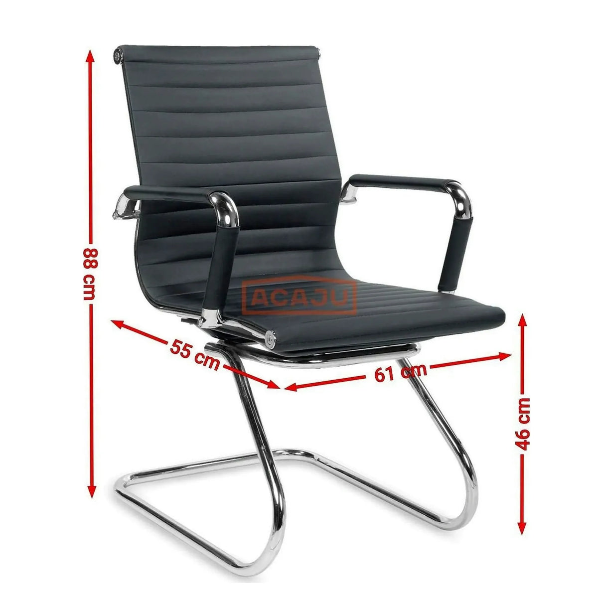 Scaun de birou PRESTIGE, negru, piele ecologica/otel, 61x55x88 cm