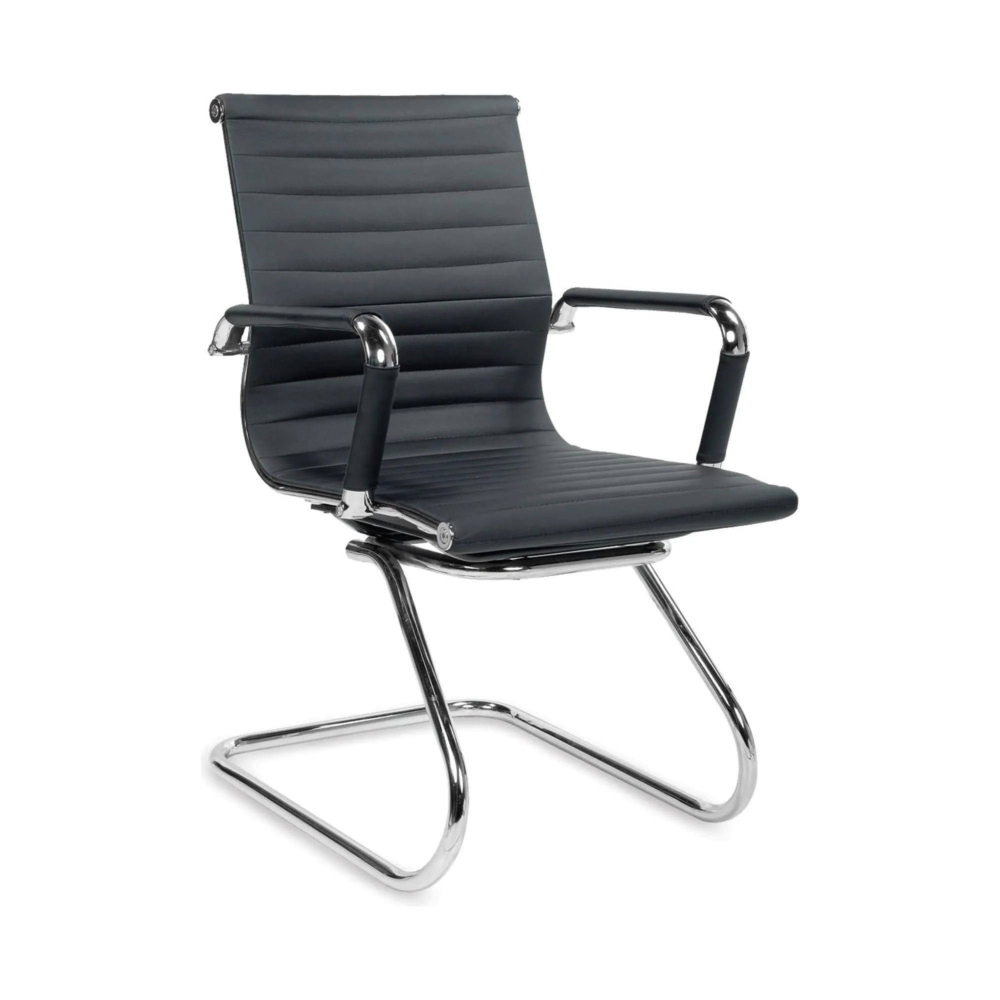 Scaun de birou PRESTIGE, negru, piele ecologica/otel, 61x55x88 cm