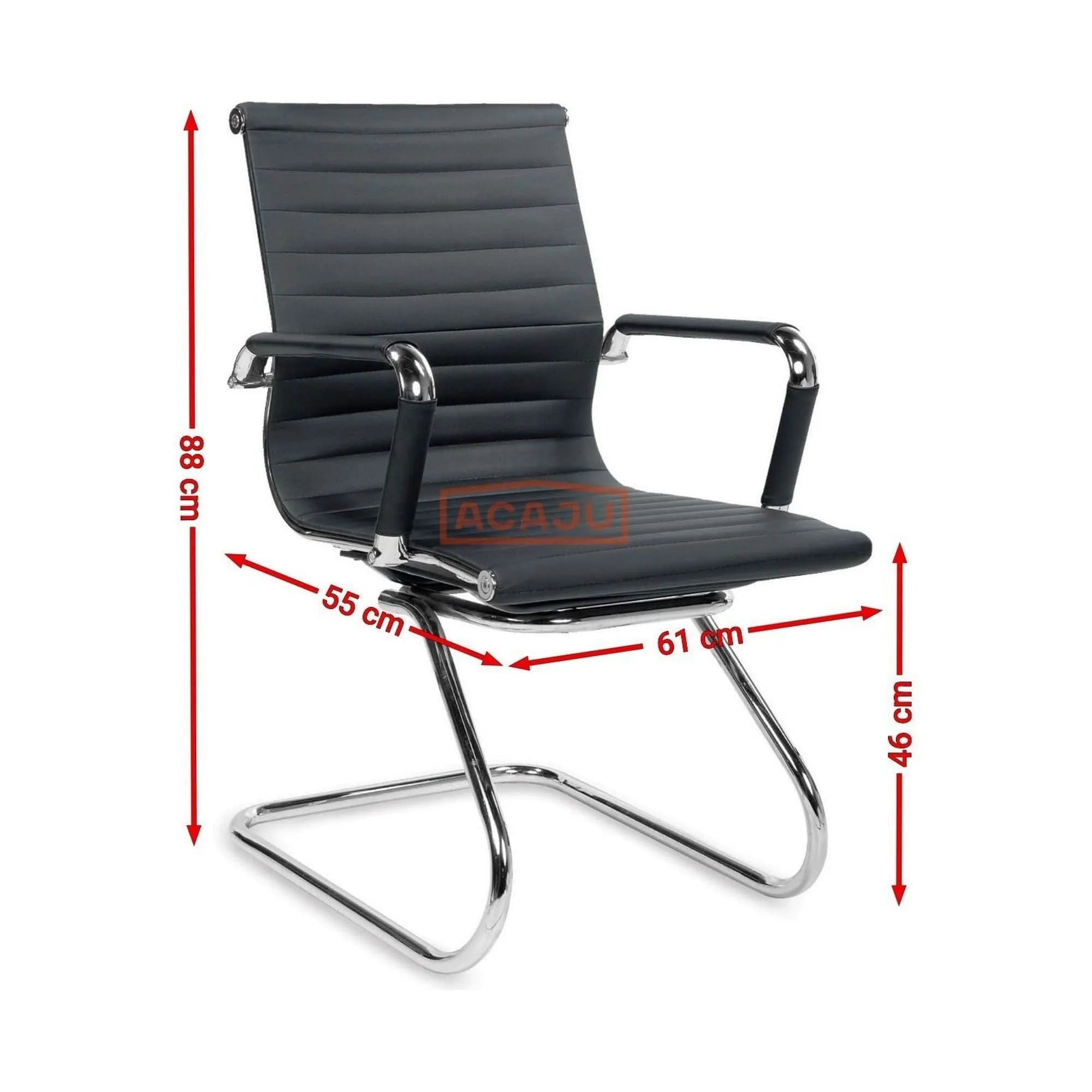 Scaun de birou PRESTIGE, negru, piele ecologica/otel, 61x55x88 cm