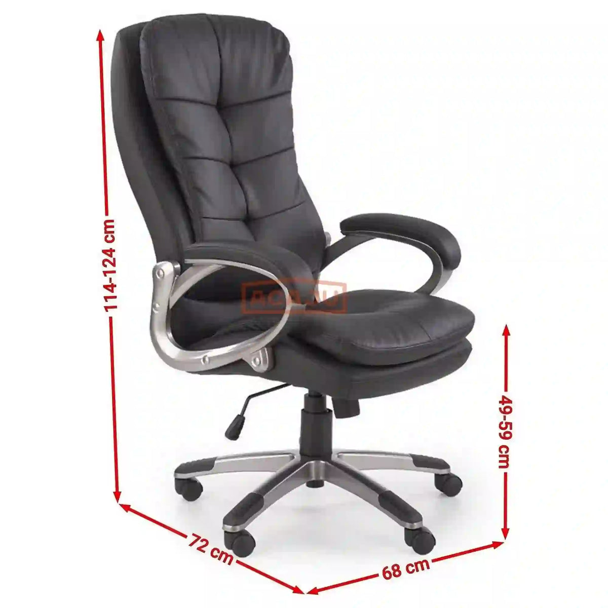 Scaun de birou PRESTON, negru/crom, piele ecologica/metal, 66x72x114/124 cm