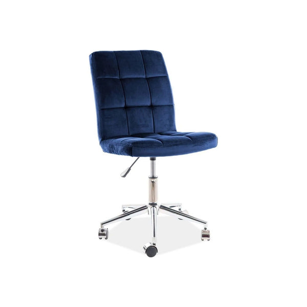 Scaun de birou Q-020, albastru inchis/crom, stofa catifelata/metal/plastic, 51x40x87/97 cm