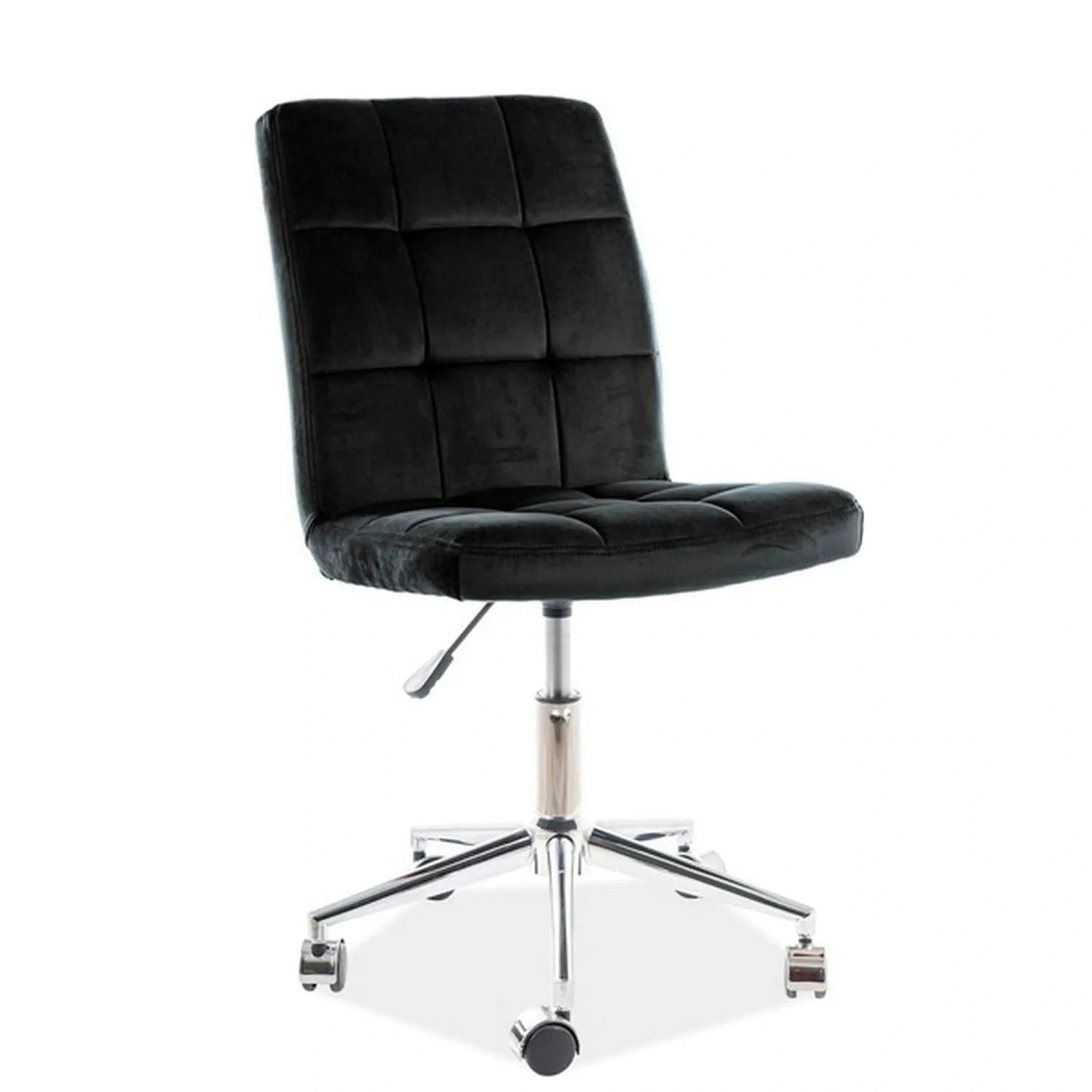 Scaun de birou Q-020, negru/crom, stofa catifelata/metal/plastic, 51x40x87/97 cm