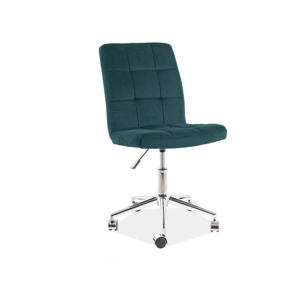 Scaun de birou Q-020, verde/crom, stofa catifelata/metal/plastic, 51x40x87/97 cm