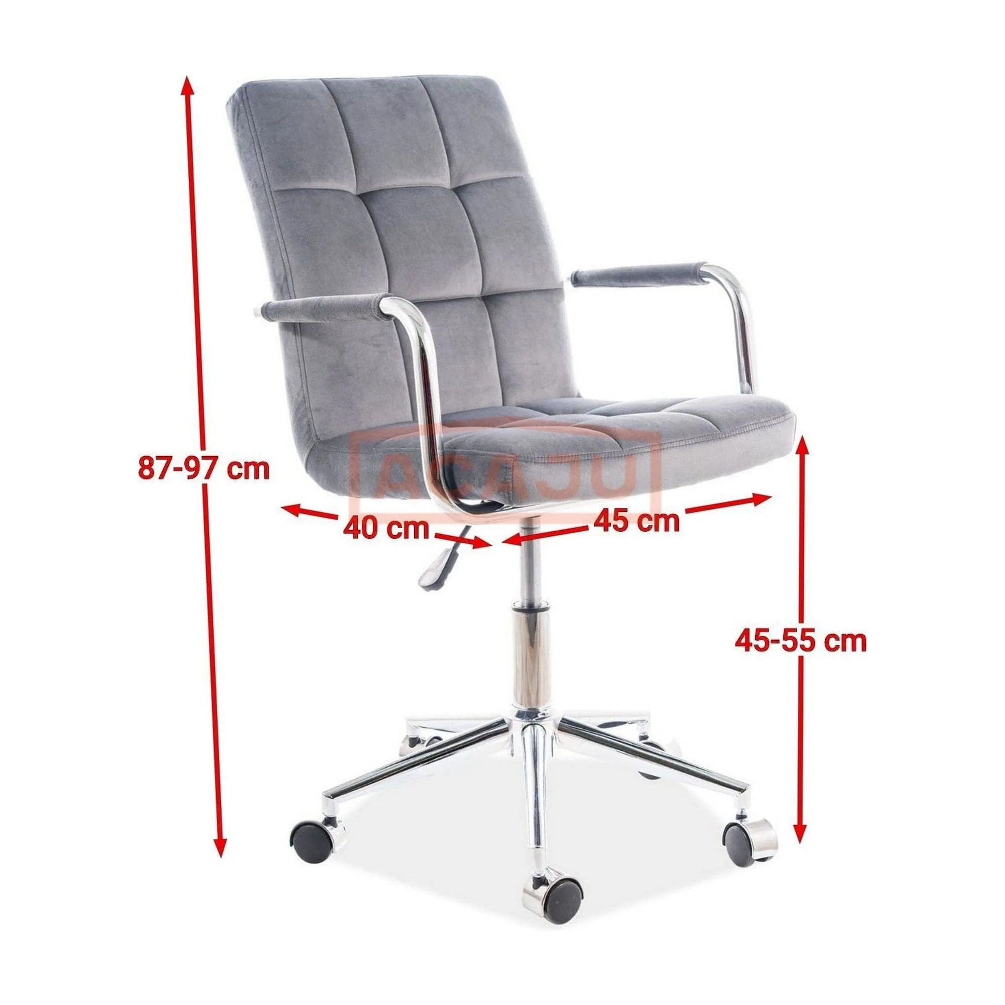 Scaun de birou Q-022, gri, stofa, 51x40x87/97 cm