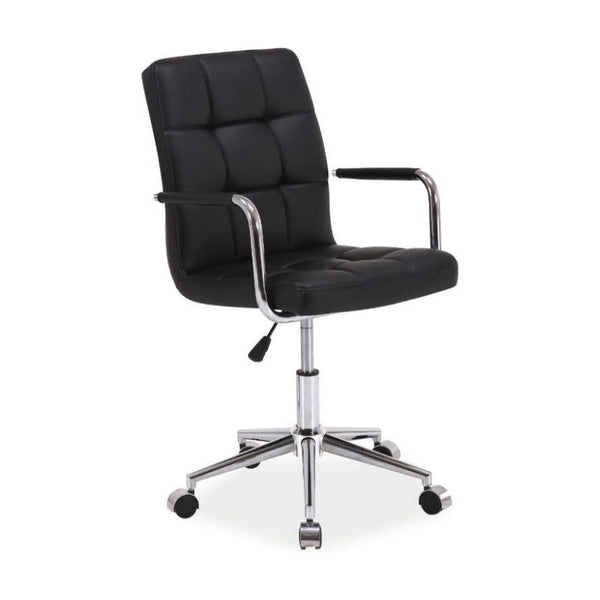 Scaun de birou Q-022, negru, piele ecologica/metal/plastic, 51x40x87/97 cm