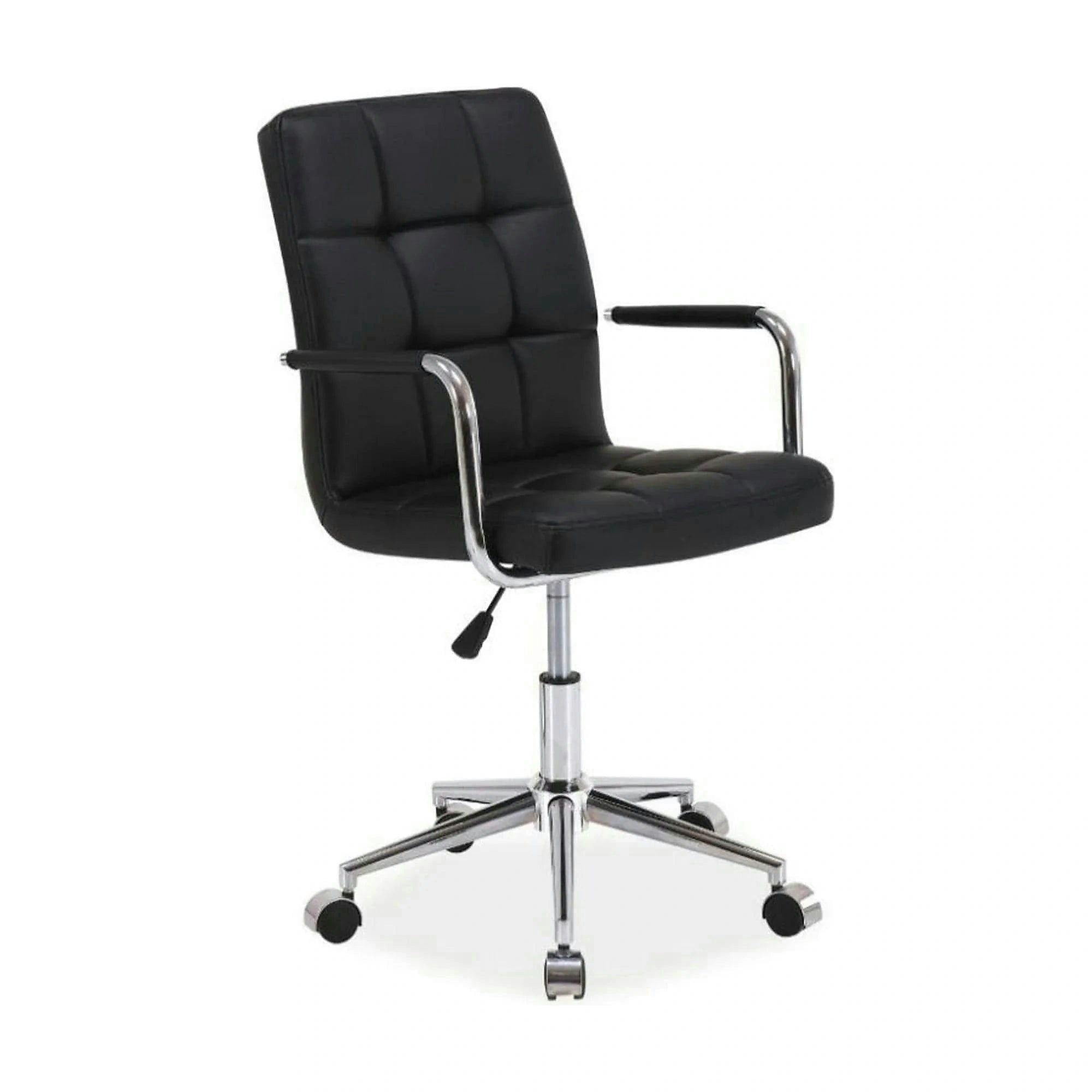 Scaun de birou Q-022, negru, piele ecologica/metal/plastic, 51x40x87/97 cm