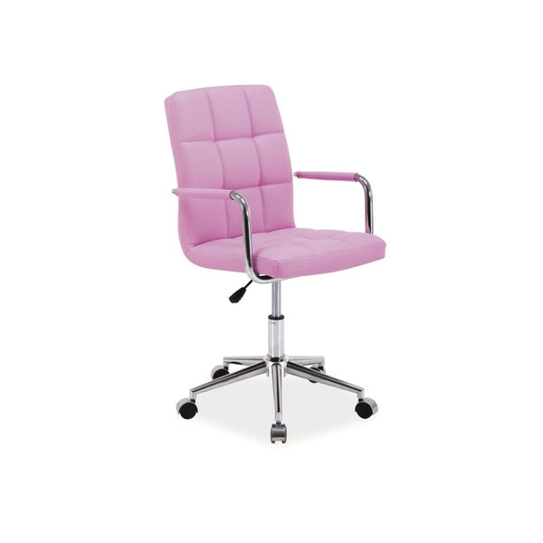 Scaun de birou Q-022, roz/crom, piele ecologica/metal, 51x40x87/97 cm