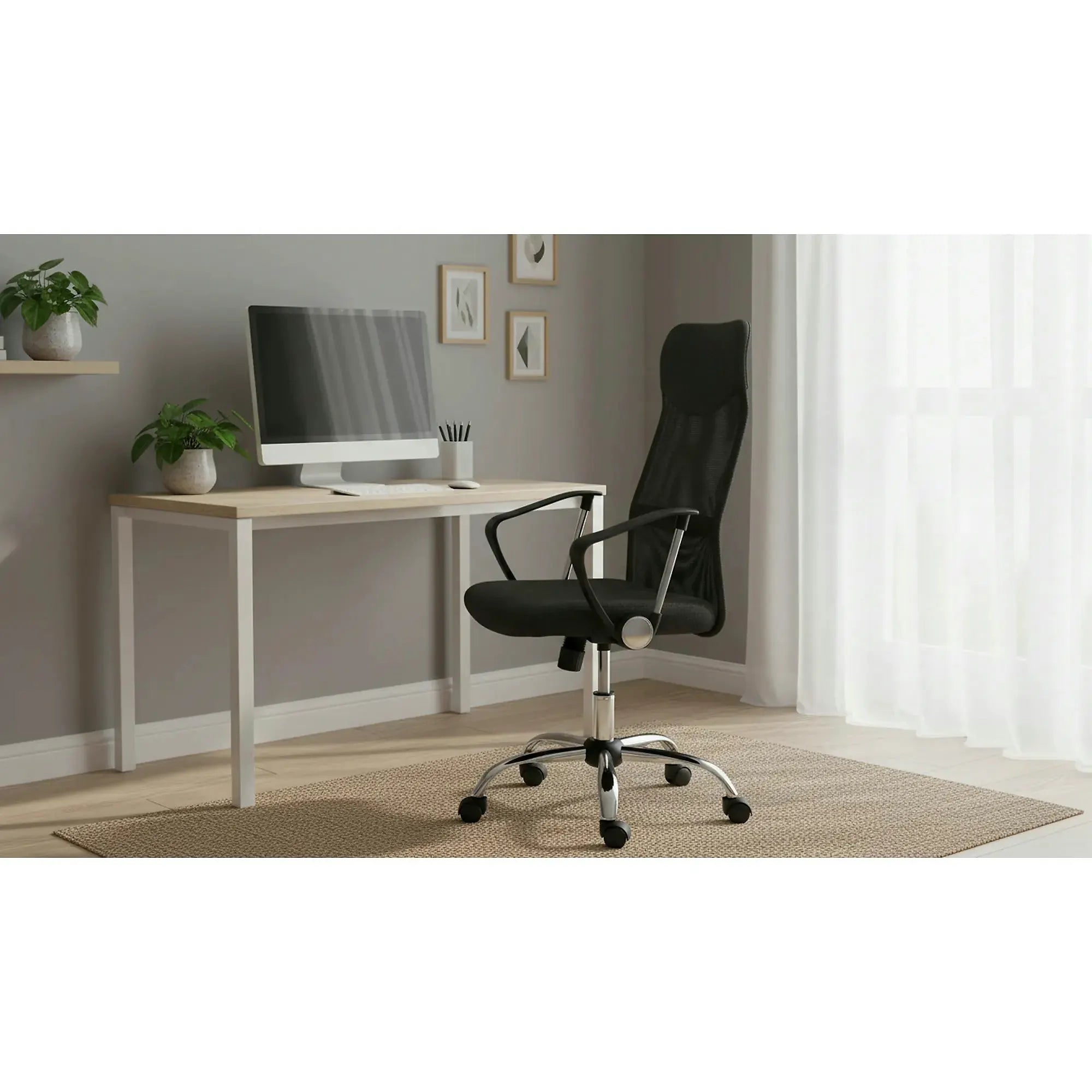 Scaun de birou Q-025, negru, stofa meshm 62x50x107/116 cm