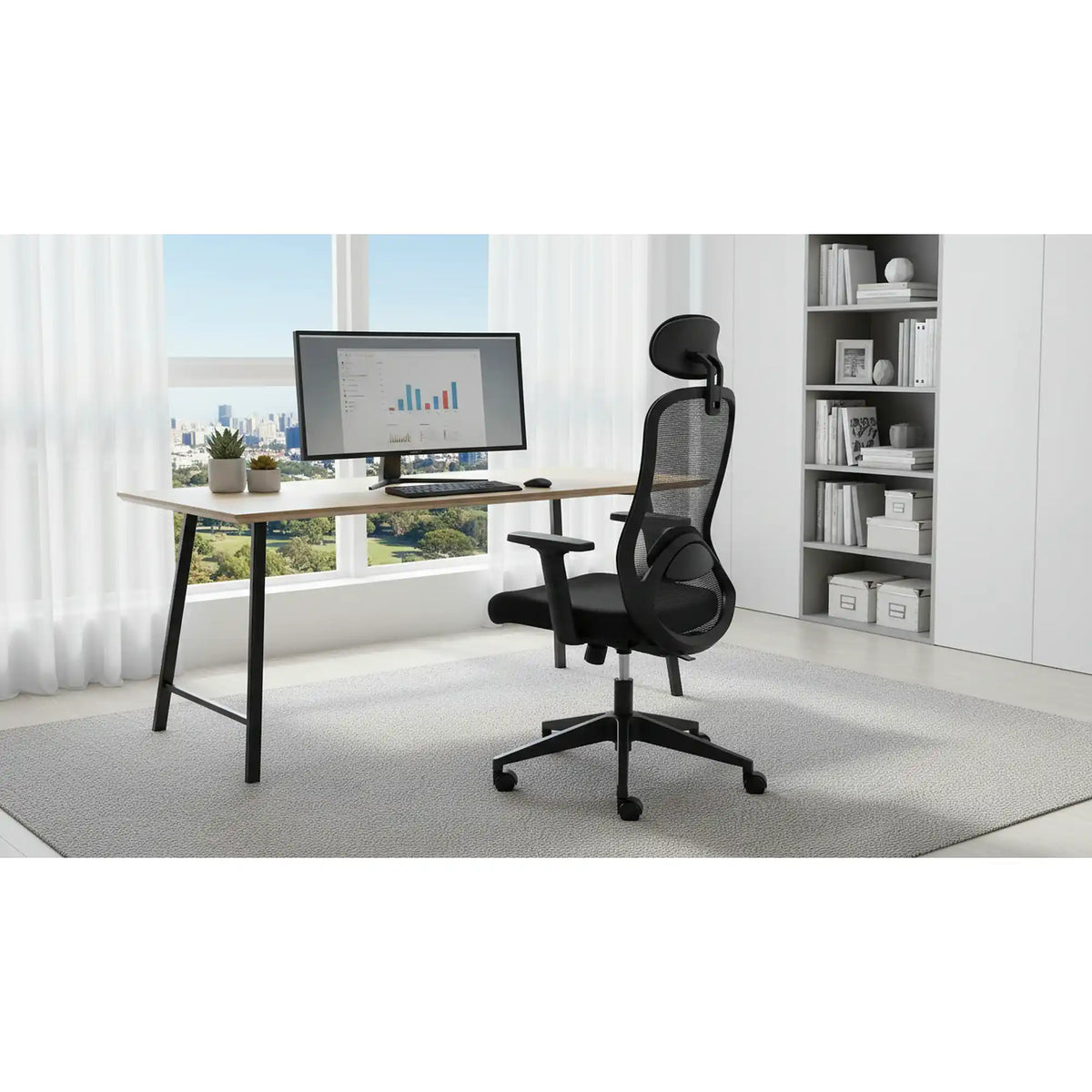 Scaun de birou Q-050, negru, 68x52x116/126 cm