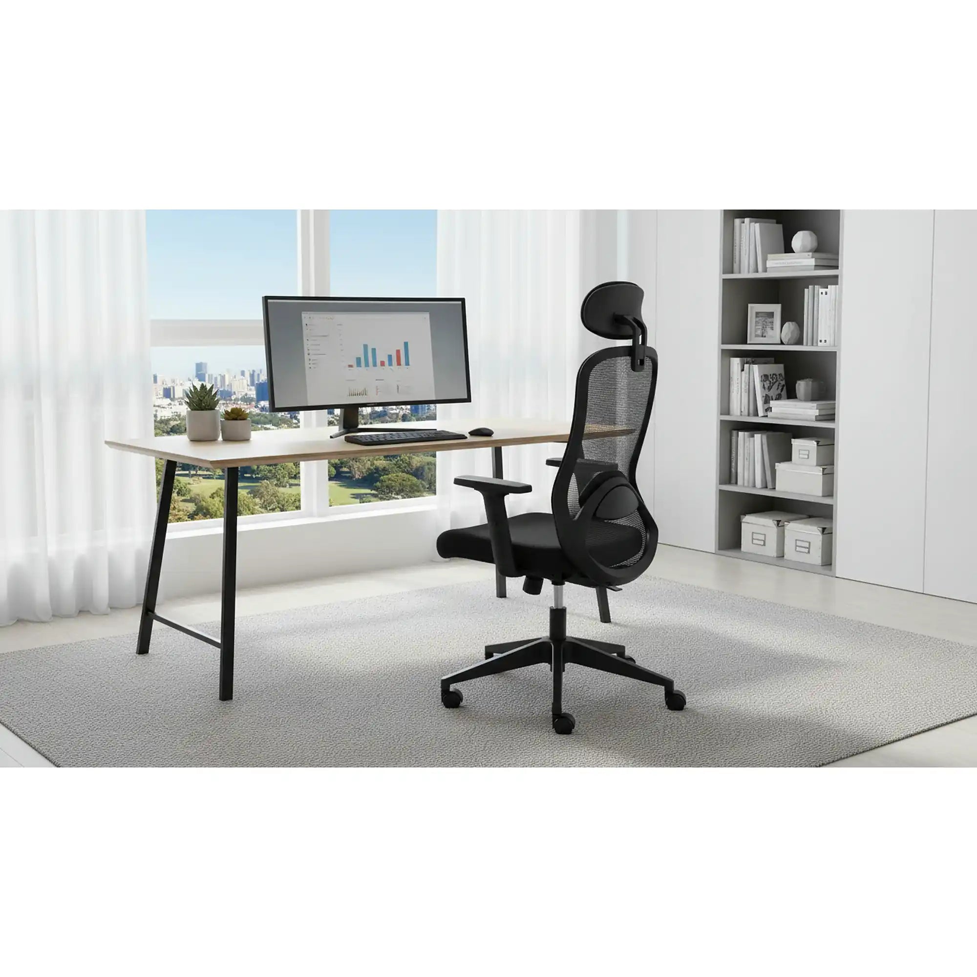 Scaun de birou Q-050, negru, 68x52x116/126 cm
