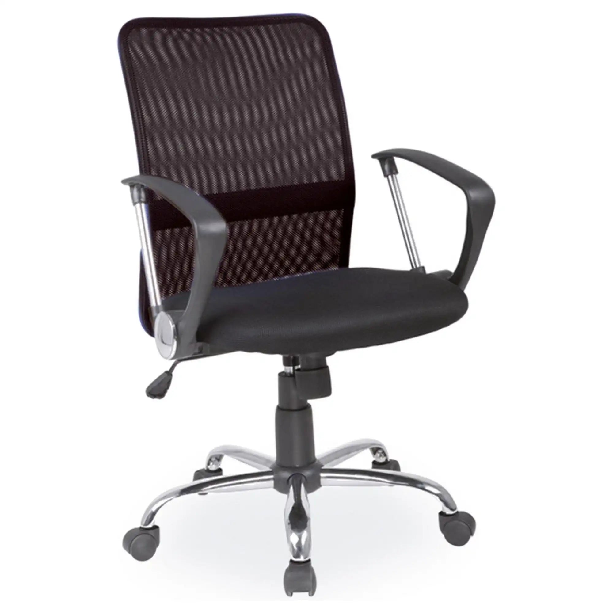 Scaun de birou Q-078, negru/crom, stofa/plasa, 58x46x95/107 cm